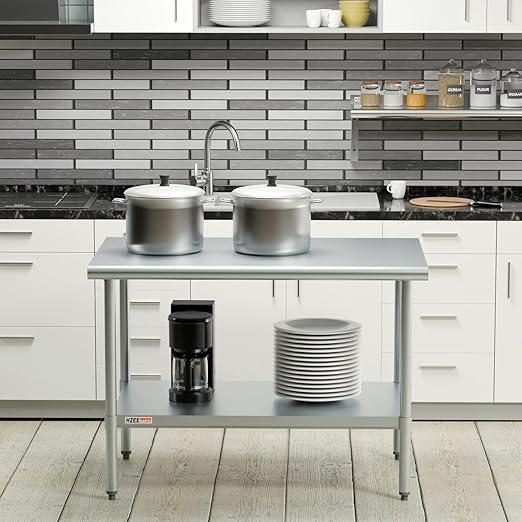 Stainless Steel Table for Prep & Work 30x48, 4ft, Commercial Heavy Duty Table with Undershelf for Restaurant, Home and Hotel Kitchen