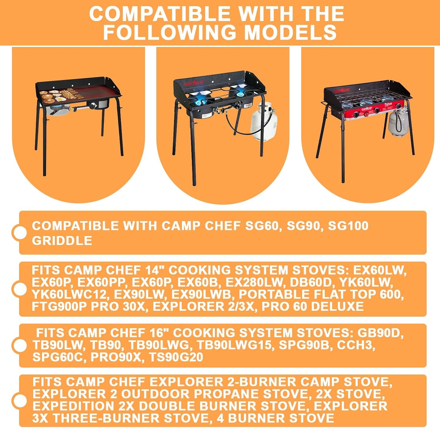 Flat Top Griddle for Camp Chef 2 Burner Stove EX60P EX60LW TB90 GB90D SPG90B TB90LWG StoveTop Parts for 16" & 14" Cooking Systems, 14" x 32" Camp Stove Griddle for Camp Chef Accessories, 1PC