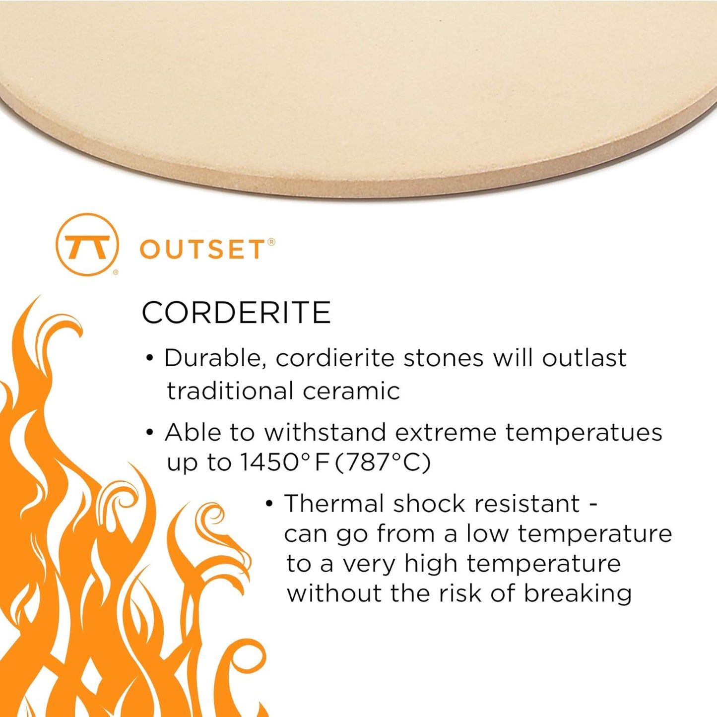 Outset Pizza Stone For Grill and Oven, 16.5" Round Pizza Tile