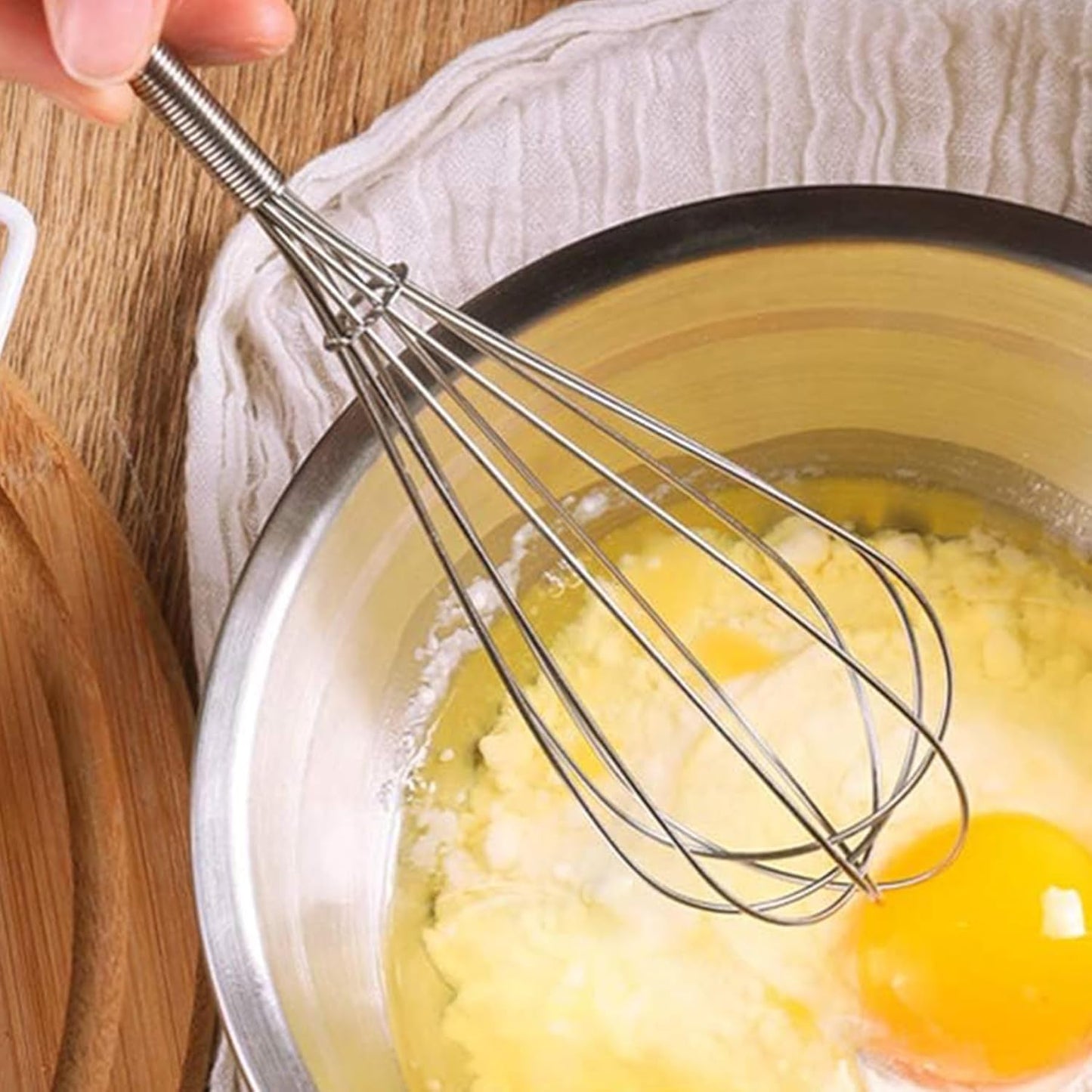 Mini Whisk 2-Pack - 8 & 10 Inch 304 Stainless-Steel Wire Whisks for Cooking, Baking, Eggs & Sauces (Heavy-Duty Ergonomic Spiral Handle, Silver)