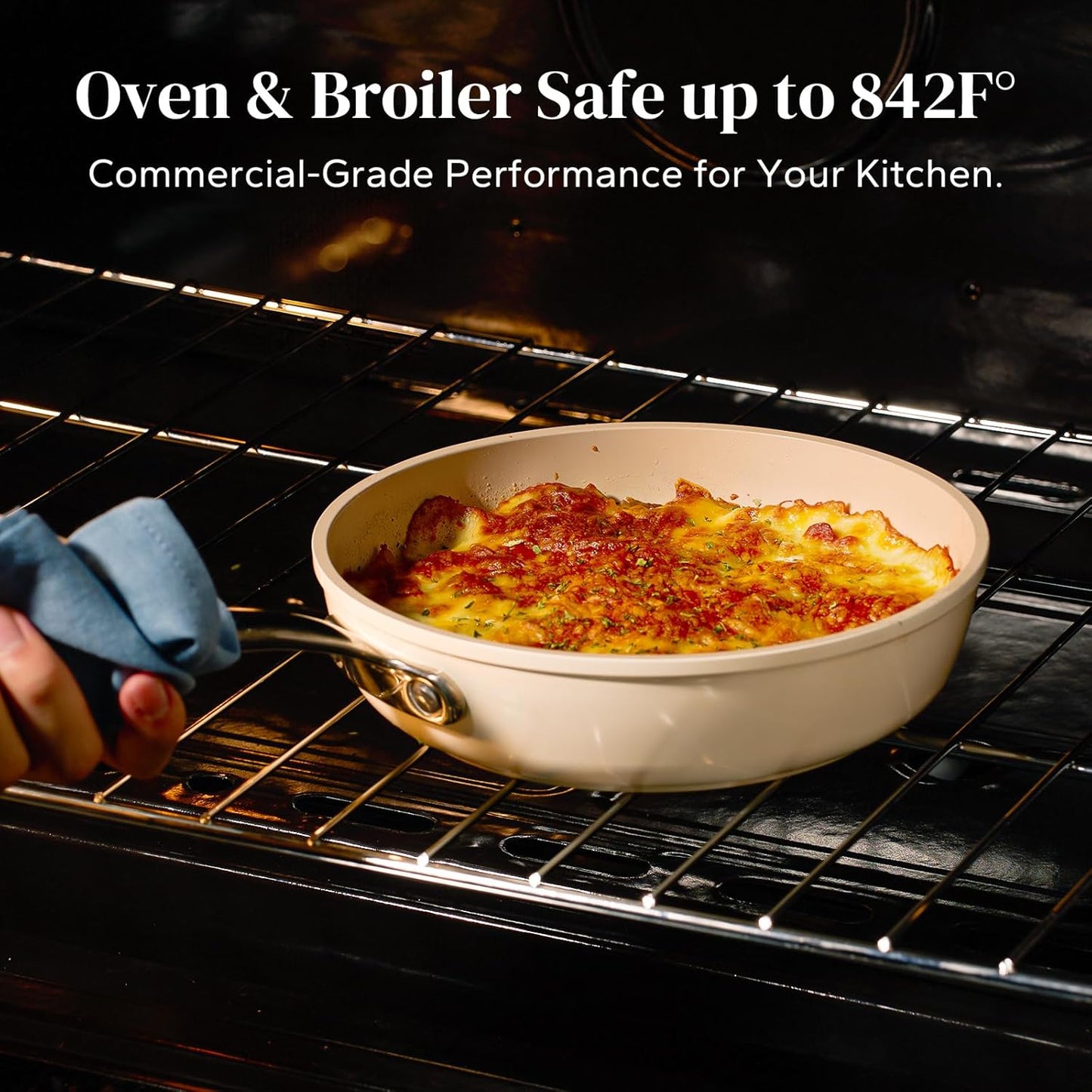 Redchef Ceramic Deep Saute Pan with Lid, Large Jumbo Cooker 3.5QT, 11" Frying Pan Nonstick with Stay Cool Handle, Non Toxic Cooking Skillet, Kitchen, Induction Dishwasher Safe, PFOA & PFAS Free(Beige)