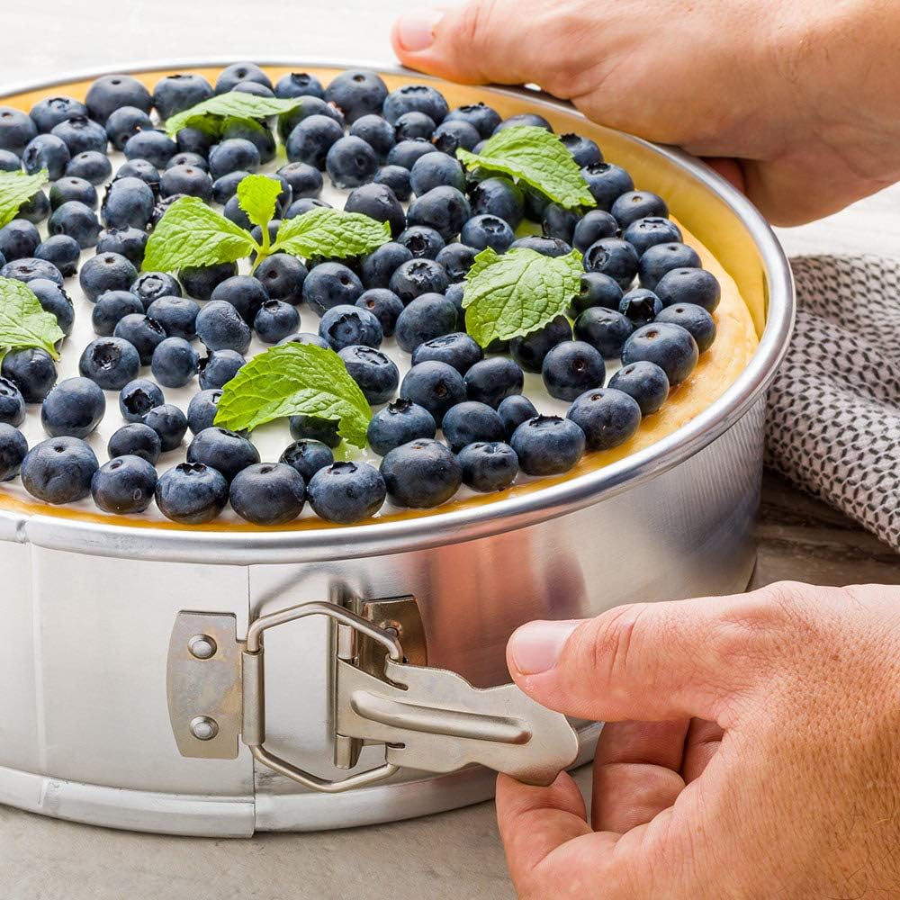 Restaurantware Met Lux 12 Inch Round Cake Pan 1 Springform Springform Pan - Removable Bottom Release Latch Silver Aluminum Cheesecake Pan For Baking Desserts