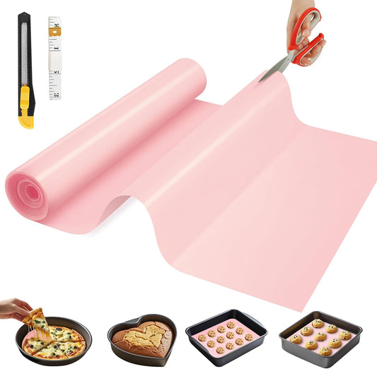 Silicone Baking Mat, 16 IN x 6 FT Free Cutting Baking Sheet, Non-Stick Reusable Dough & Pastry Mat, Non-Slip Silicone Mat Roll for Air Fryer Liner, Freeze Dryer, Oven Baking Pan, Kitchen Counter
