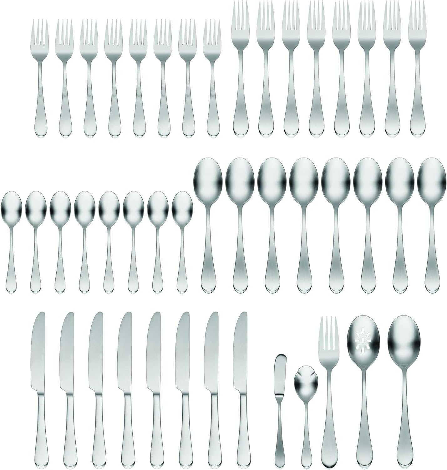 Oneida H326045Al20 Satin Icarus 45 Piece Everyday Flatware Set, Service For 8