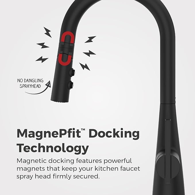 Pfister Exemplar Kitchen Faucet with Pull Down Sprayer, Single Handle, High Arc, NSF Certified, Spot Defense Matte Black Finish, F5297EPSDB