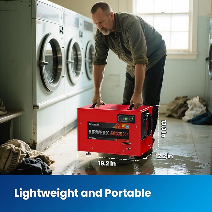 BaseAire 120 Pints Crawl Space Dehumidifiers with Pump Drain Hose, Energy Star Dehumidifier for Commercial, Basement, Kitchen, Industry Up to 1,300 sq. ft., Large Capacity, Compact, Auto Defrost
