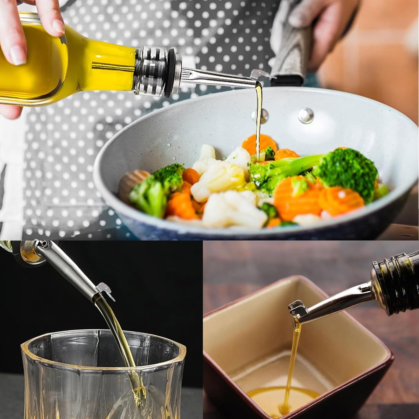 6 Pack Oil Spout with Flip Top, Olive Oil Dispenser Spout,Liquor Bottle Pourer Spouts for About 3/4" Bottle Mouth