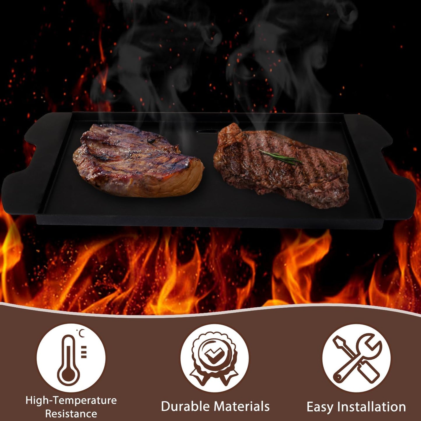 Weber Traveler Griddle Plate, Cast Iron, Black, Rectangular, 24.5'L x 11.5'W x 2'H, Fit for Weber Traveler Grills 9010001 9020001 9030001 9013001 9011701, Replacement Part 7034, with Carry Bag