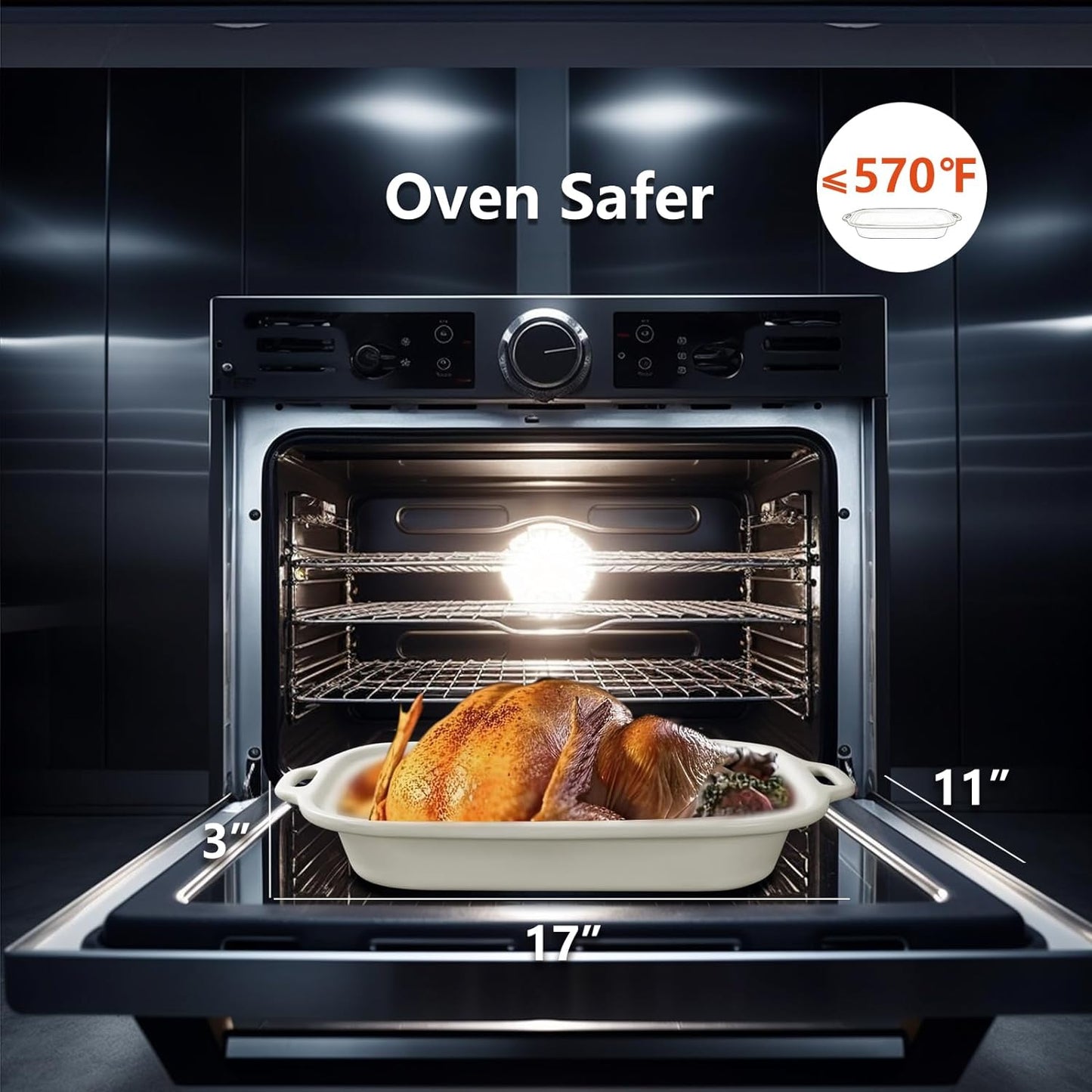 MAGNIFIQUE Small 4 Quart Casserole Programmable Slow Cooker with Ceramic Baking Dish - Perfect Kitchen Small Appliance for Family Dinners, Oven Safe and Durable Bakeware for Lasagna, Roasts