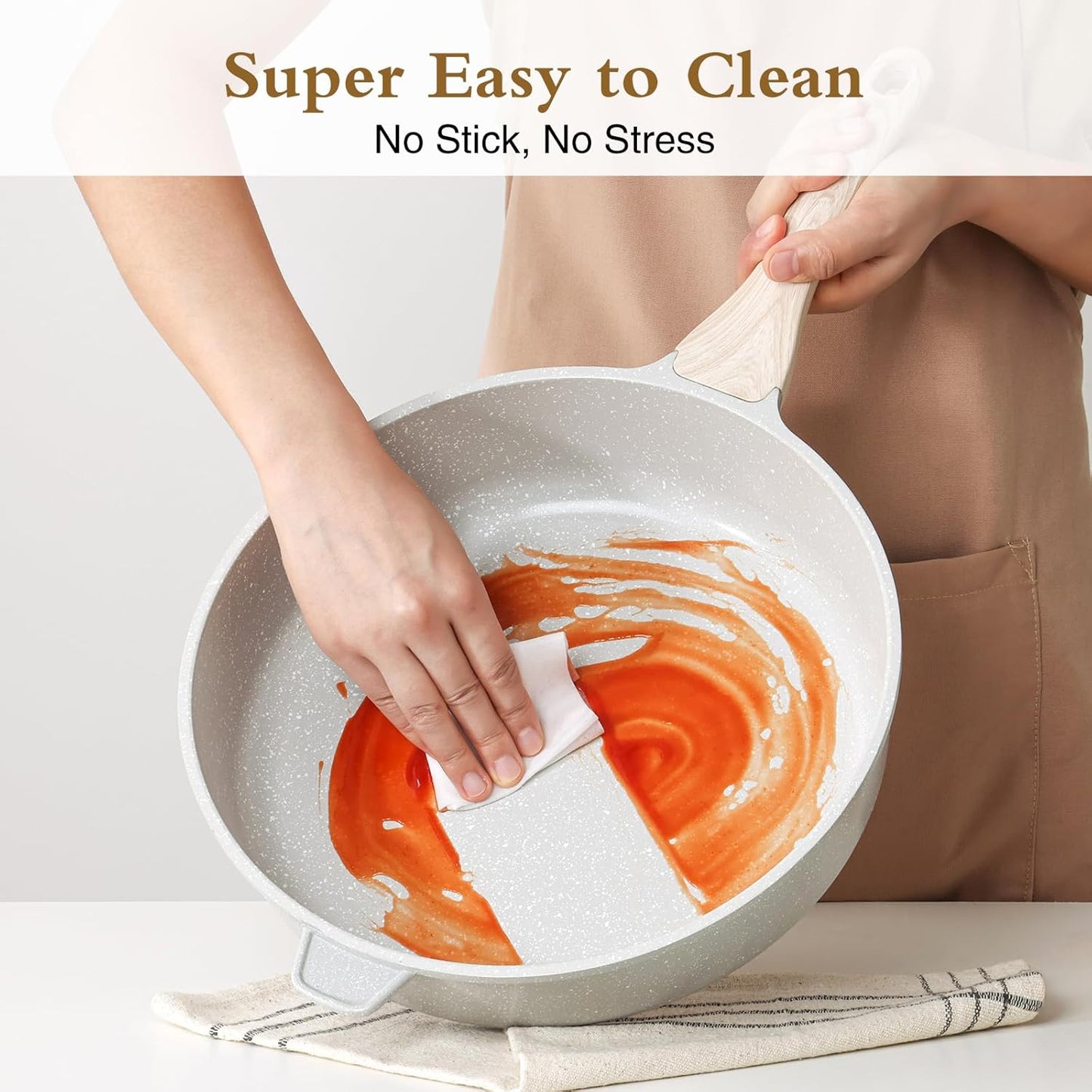 Nonstick Ceramic Deep Frying Pan, 11 Inch Non Toxic Skillet with Lid, Healthy Jumbo Cooker, Saute Pan for Cooking, Induction Cookware, PFOA & PFAS Free