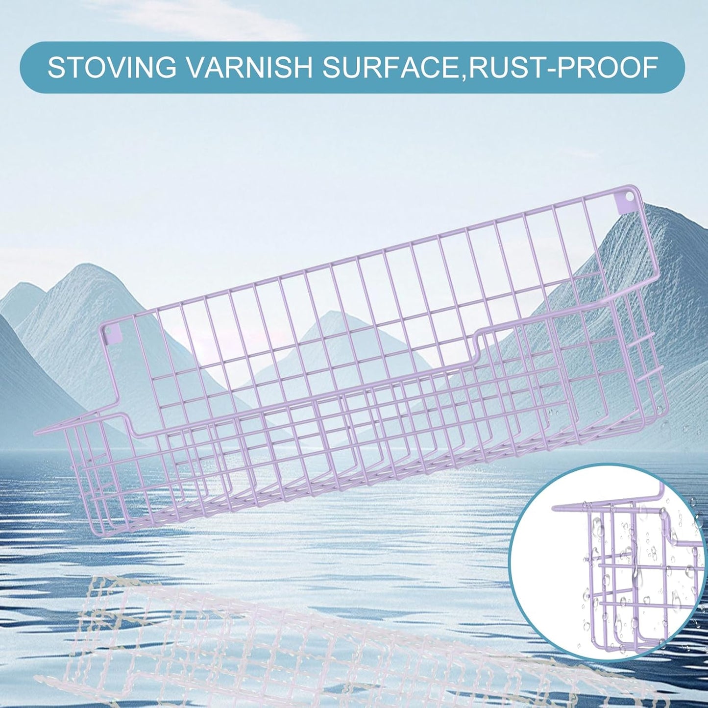 Spice Rack Wall Mount, Spice Organizer for Cabinet & Pantry Door, Set of 4 Hanging Spice Rack Saving Space for Kitchen, Purple