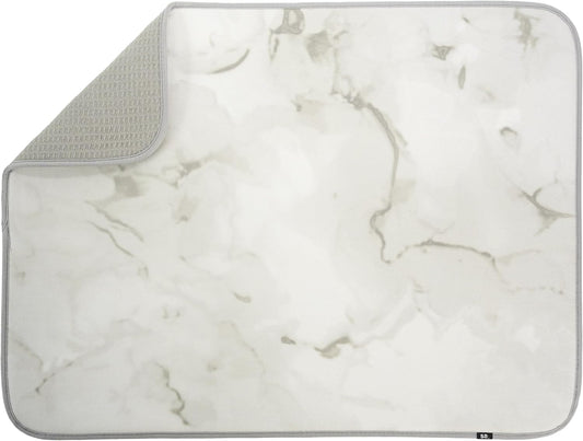 S&T INC. Dish Drying Mat XL, 18” x 24”, Absorbent Microfiber Kitchen Counter Mat, Dish Drying Pad for Dishes, Utensils, Pots and Pans, Extra Large, Grey Stone