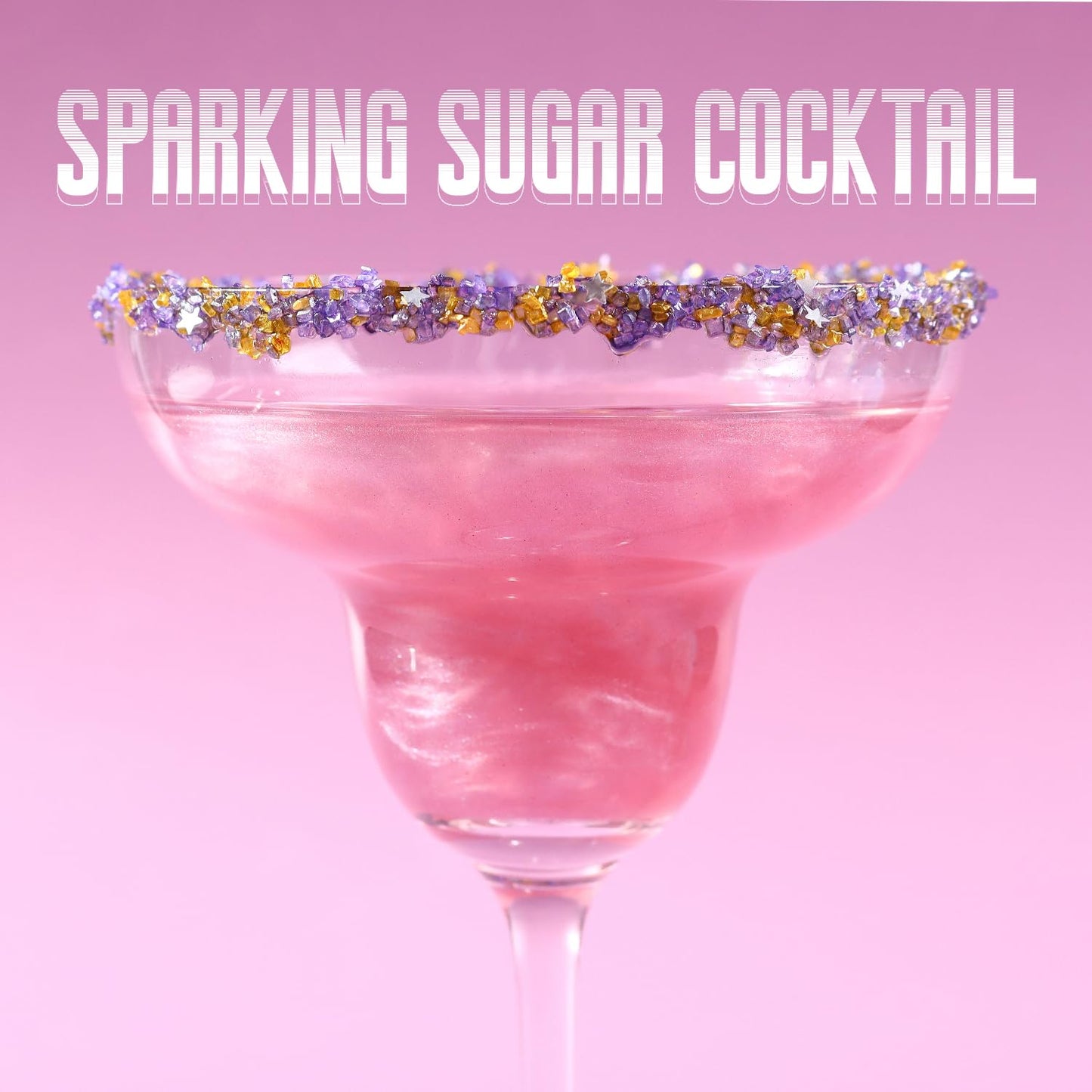 Sanding Sugar Edible Silver Glitter Stars Mix, Edible Purple Gold Sugar Sprinkles for Cake Decorating, Cupcake Toppers Cookie Decorations For Wedding Party Celebrations 3.5oz