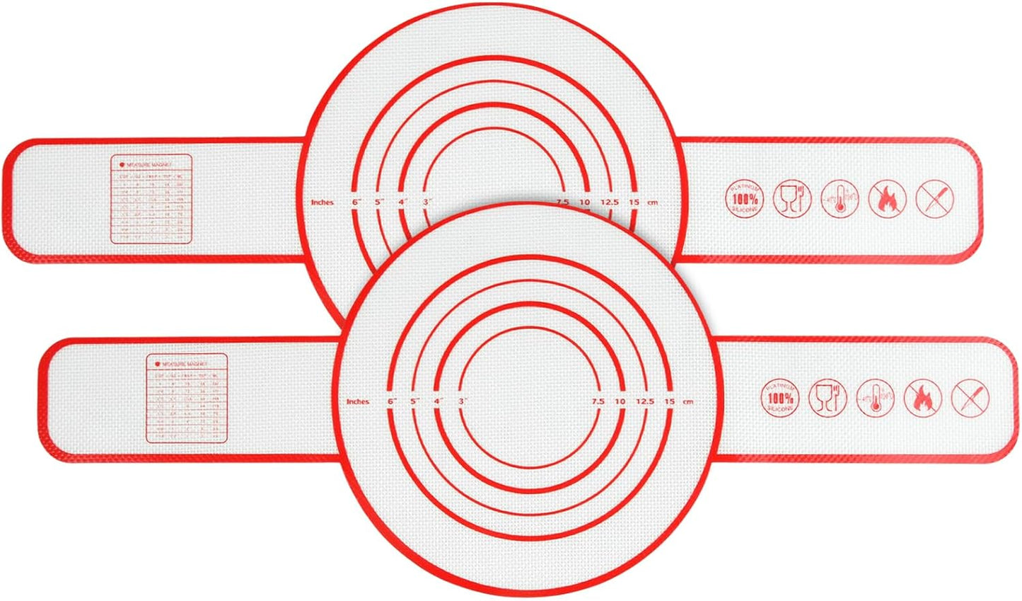 Silicone Bread Sling Dutch Oven Liners Sourdough Bread Baking Supplies Baking Mat With Extra Long Handles for Transfer Dough Pastry Pizza Non-Stick Reusable Heat Resistant 8.3 Inch 2 Pack