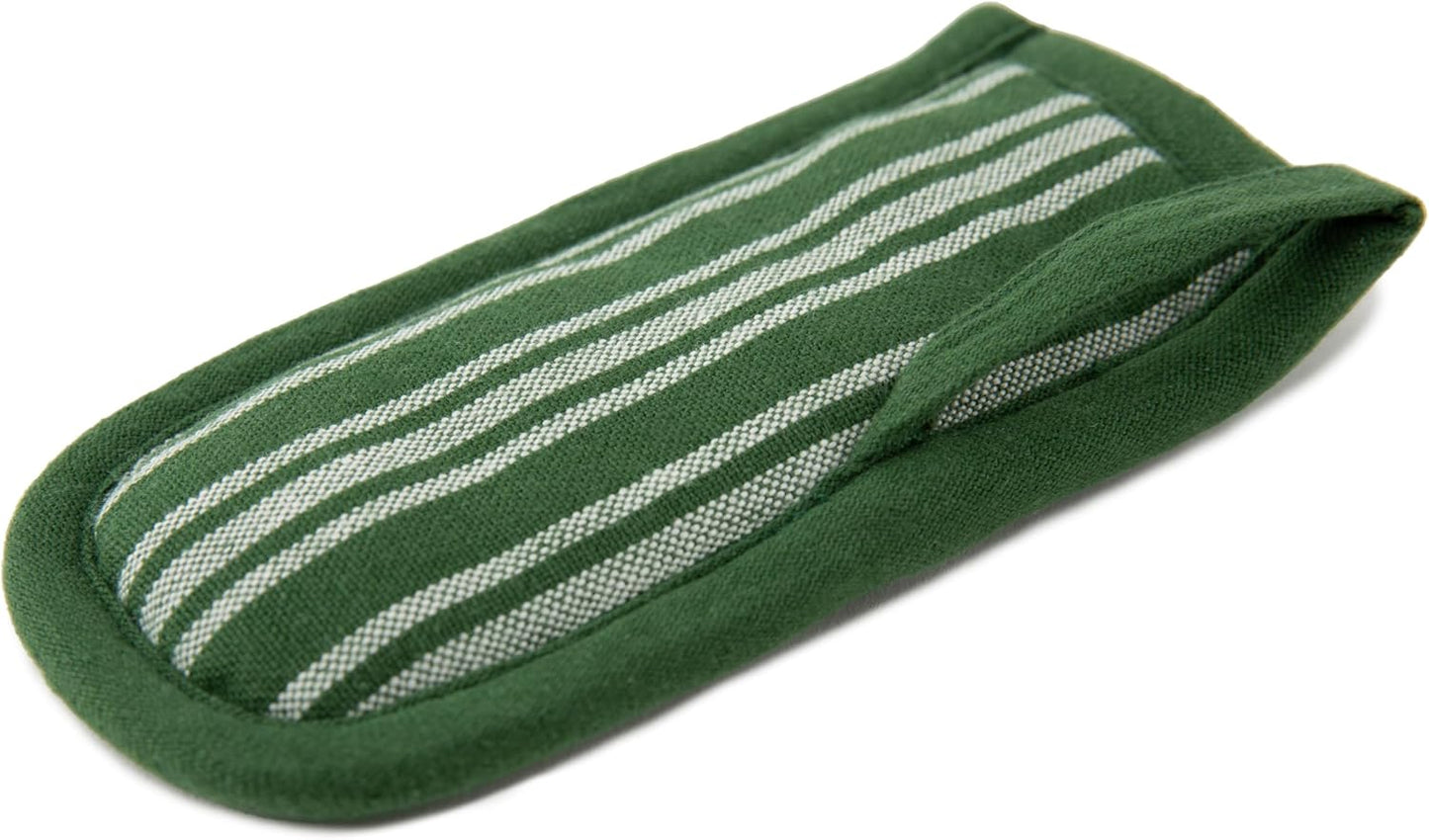 Sticky Toffee Pan Handle Covers 2-Pack – 3x6 in Green Heat Resistant Sleeves for Cast Iron Skillets and Hot Pots, Oeko-Tex Cotton Grip Holders