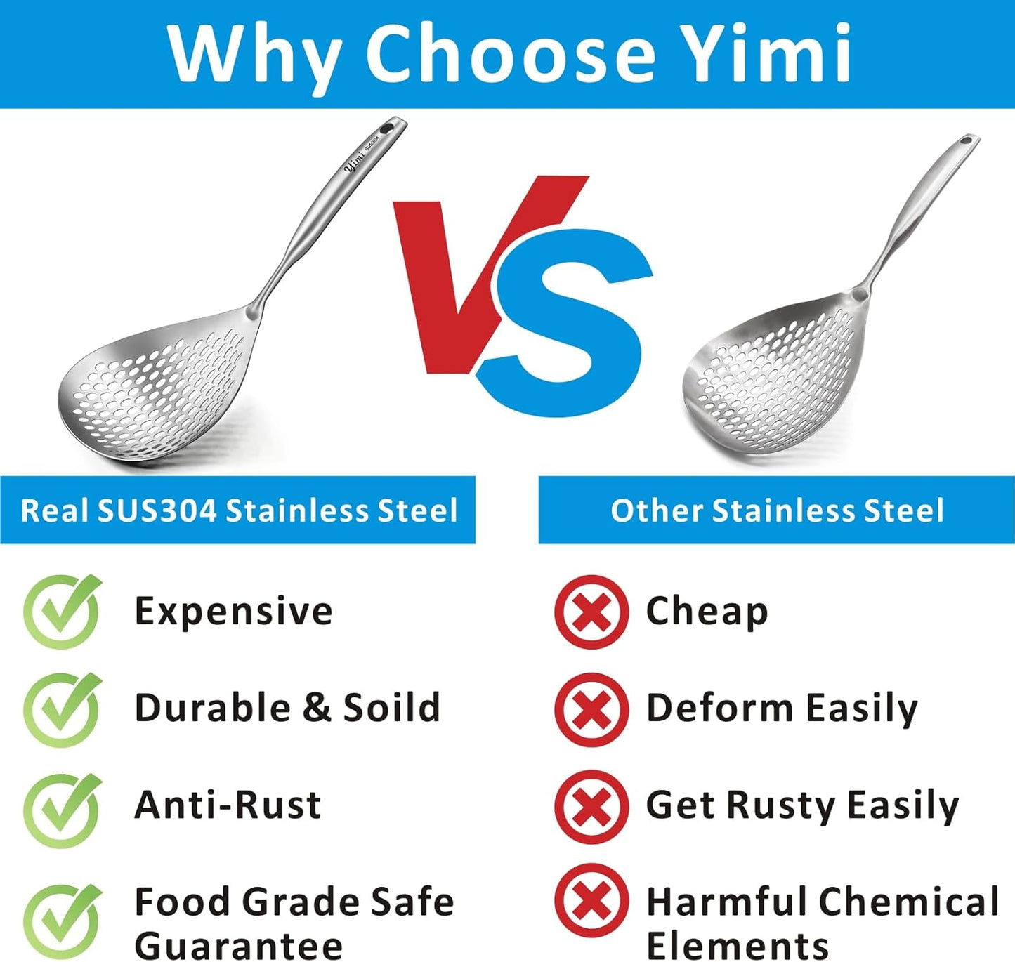 Large Skimmer Slotted Spoon, 304 Stainless Steel Pasta Strainer Colander Spoon, Spider Ladle with Big Draining Holes, Deep Fryer Scoop for Frying, Cooking, Draining, Ideal for Gift, 15''