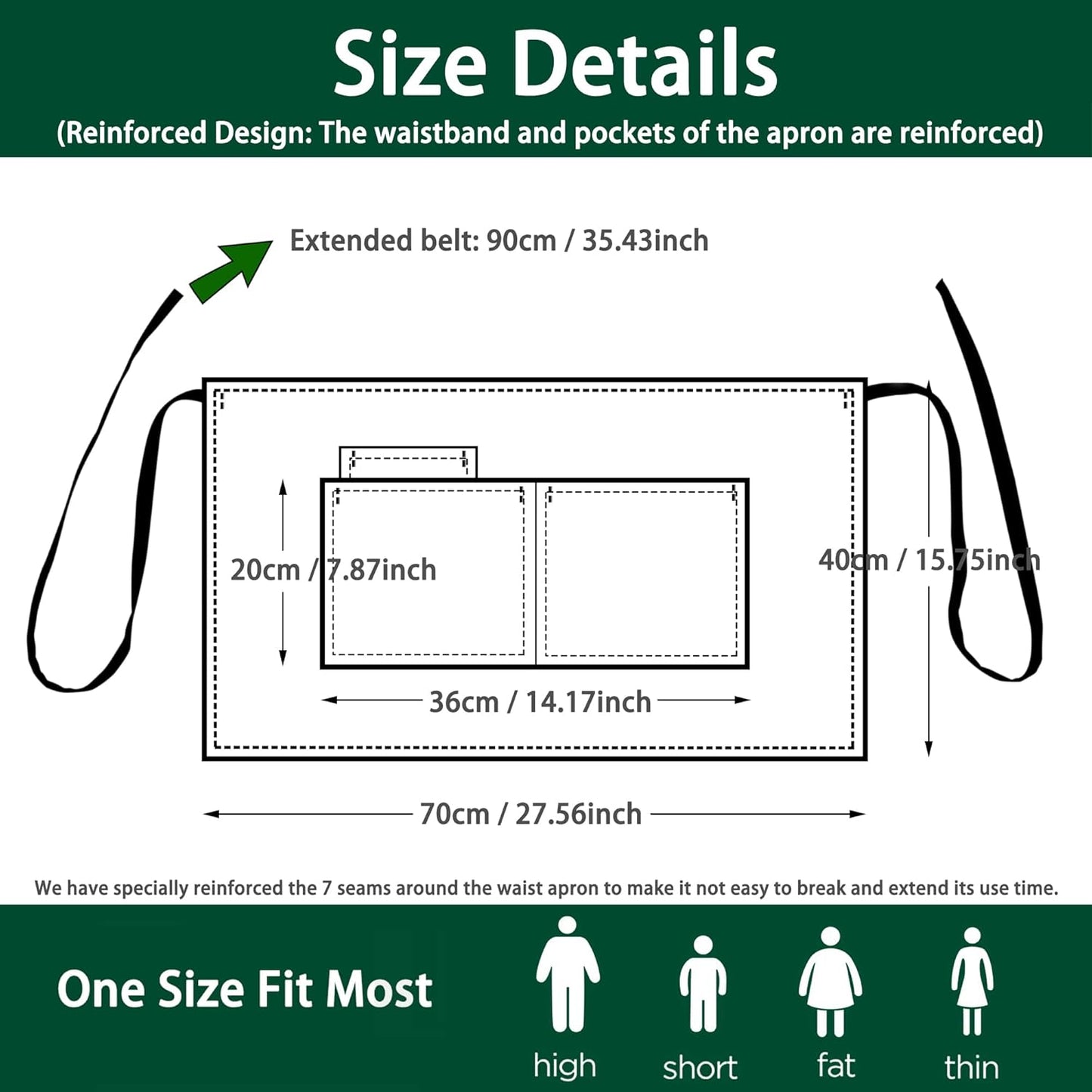 4 Pack Short Server Waitress Chef Apron, Black Waist Aprons with 3 Pockets for Women Men, Half Apron for Waiter Cooking Dishwashing Cleaning Painting Gardening Barbecue (Polycotton - Black)