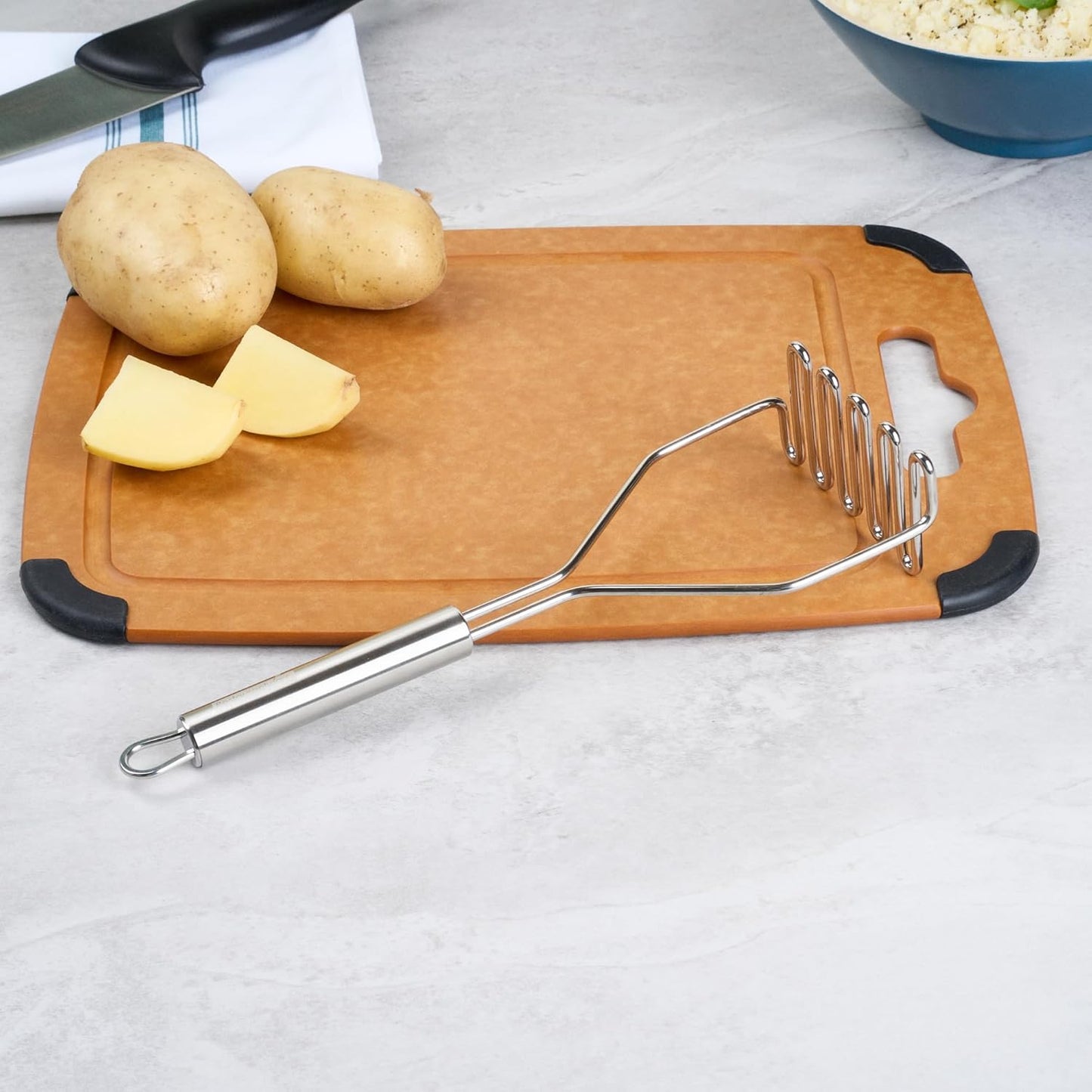 Restaurantware-German Standard Wire Mashers With Ergonomic Handle, 24 Heavy-Duty Potato Mashers - Dishwashable, Durable, Stainless Steel Food Mashing Tool, For Avocado, Beans, Sweet Potatoes, And More