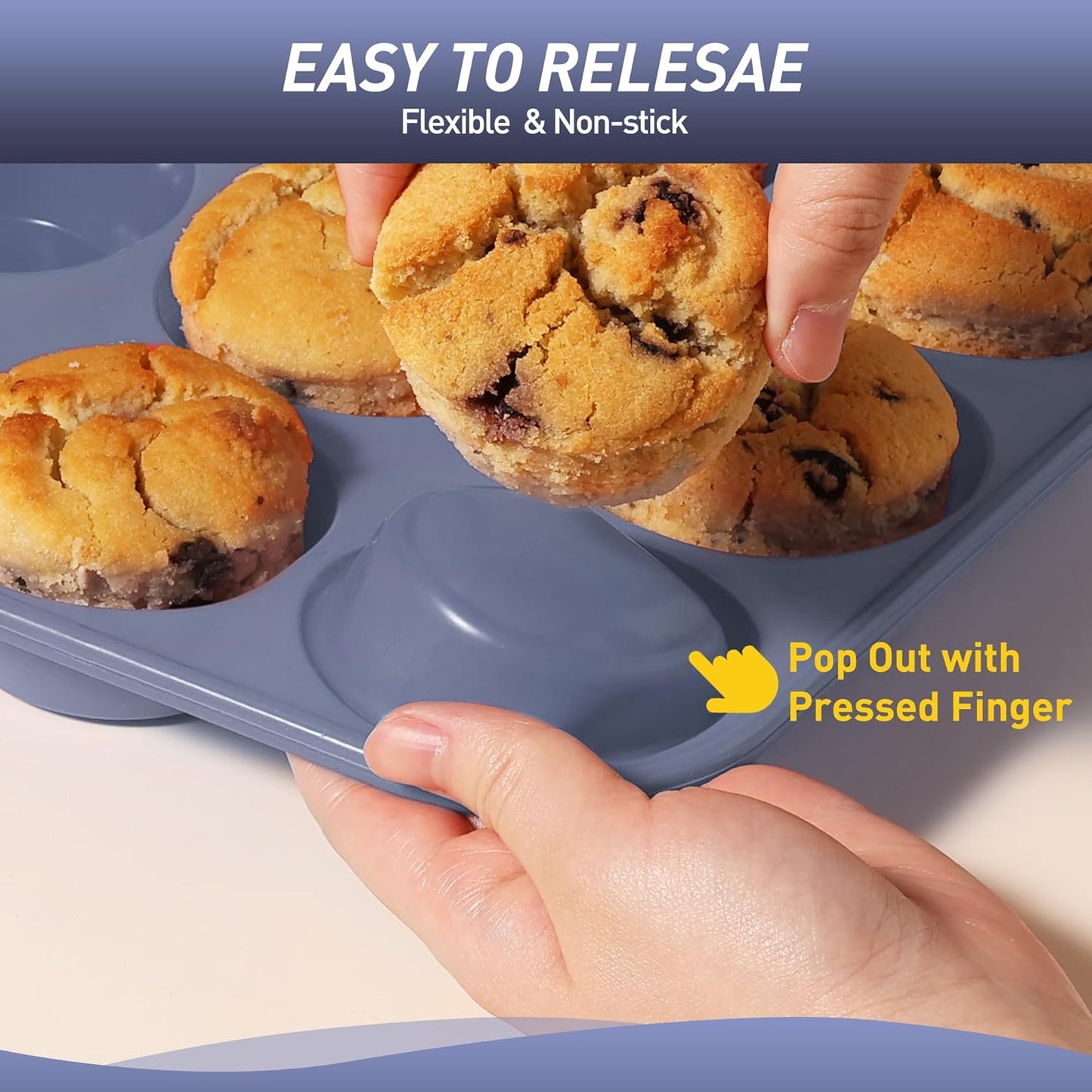 2 Pack 12 Cups Silicone Muffin Pan with Metal Reinforced Frame Regular Size Silicone Molds Cupcake Cake Baking Pans Cookie Baking Chocoflan Cupcake Mold Muffin Top Pan Flanera Housewarming Gift