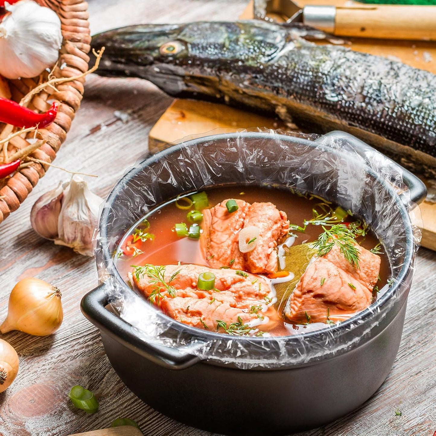 Maxdot 50 Pcs Disposable Slow Cooker Liners with Elastic Band Multi Use Cooking Pot Liners Fit 3 QT to 6.5 QT Large Slow Cooker Cooking Bags Suitable for Oval and Round Pots