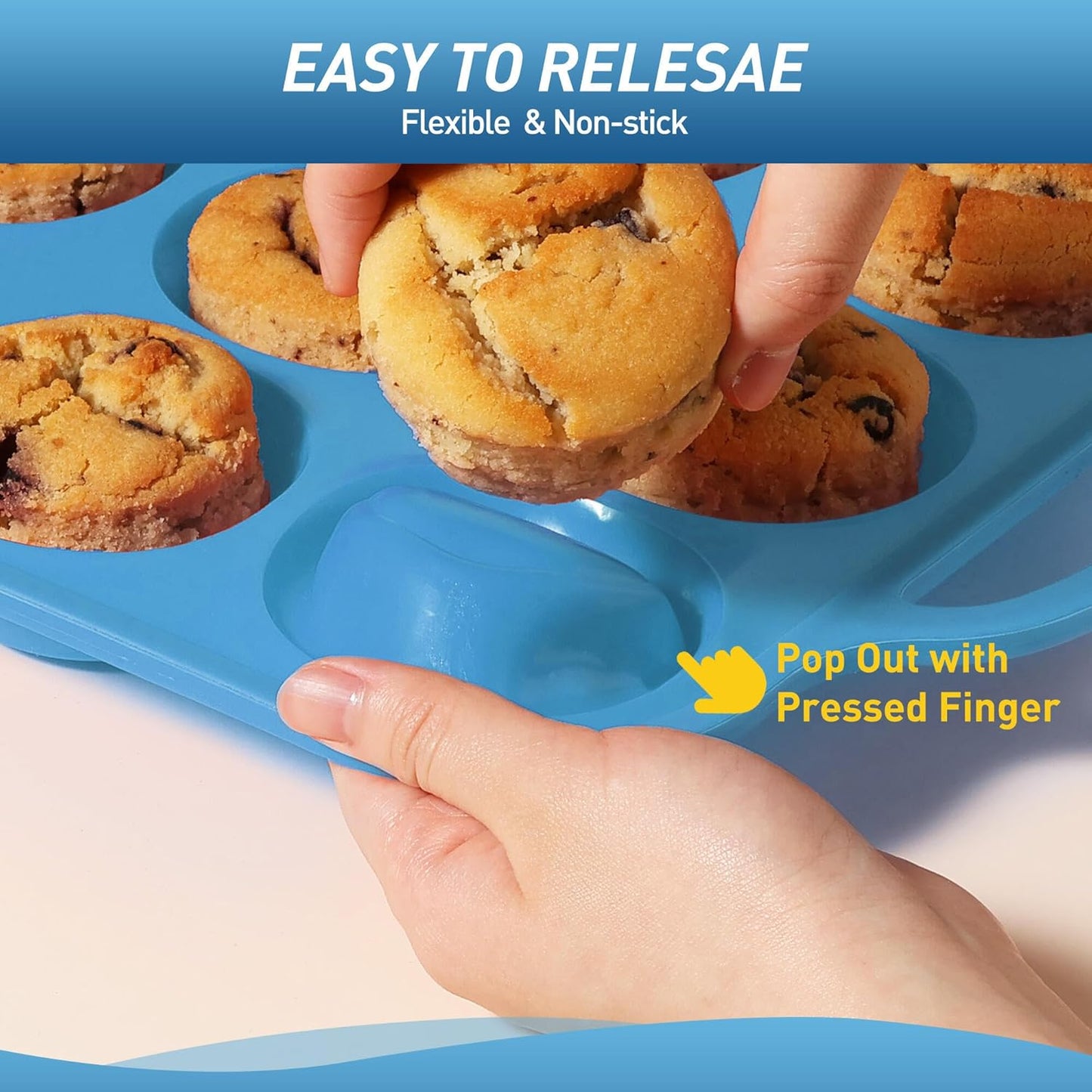 2 Packs 6 Cups Silicone Muffin Pan with Metal Reinforced Frame Jumbo Size Cupcake Pan Tray Egg Bites Silicone Molds Muffin Tin Tart Pans Bundt Pan Reposteria Accesorios Moldes Para Pasteles