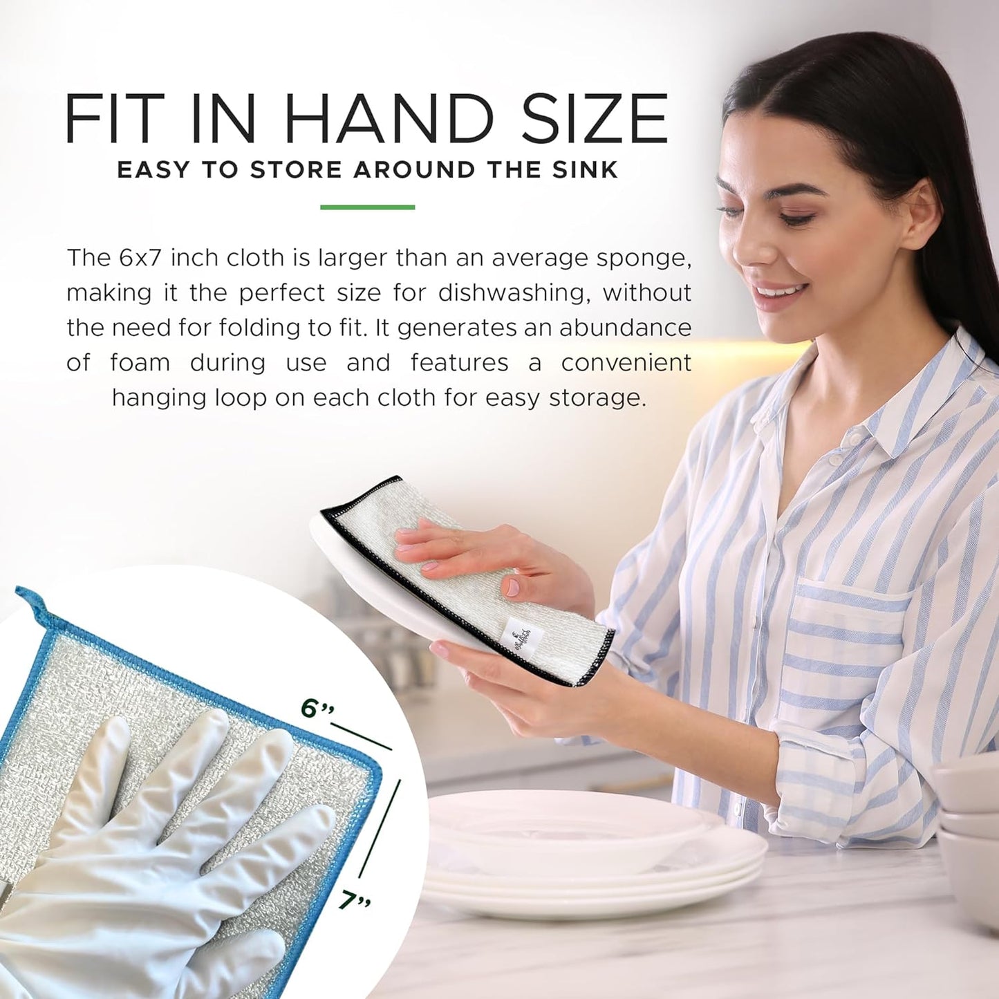 Whiffkitch Dishcloths & Towels for Kitchen, Drying, Durable, Absorbent Washcloths, Non-Scratch, Hygienic, Multi-Surface Cleaning, 6x7 Inches Multi Color, 6 Pack