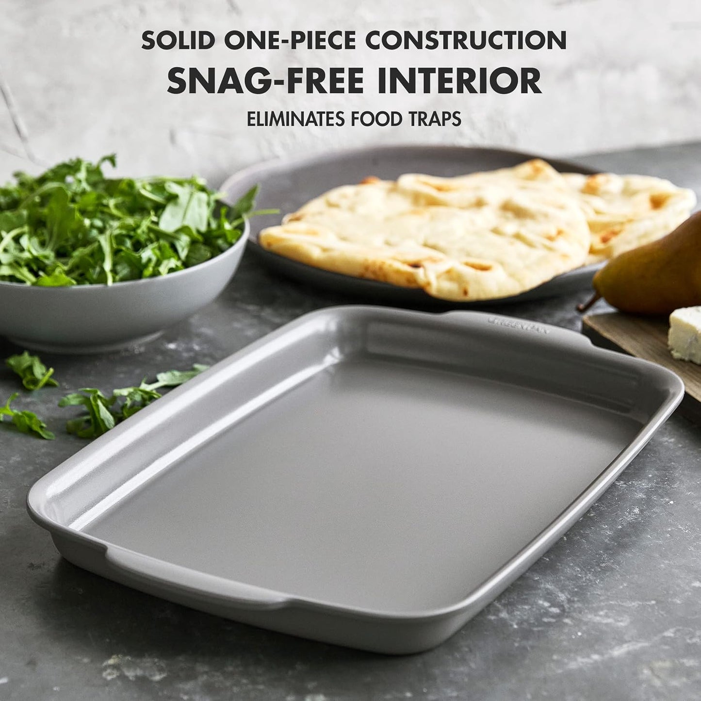 GreenPan Premiere Ovenware Healthy Ceramic Nonstick 18" x 13" Half Rectangular Baking Pan, PFOA & PFAS-Free, Warp-Free Bakeware, Durable Quick Heating Tray, Oven Safe to 600F, Dishwasher Safe, Gray