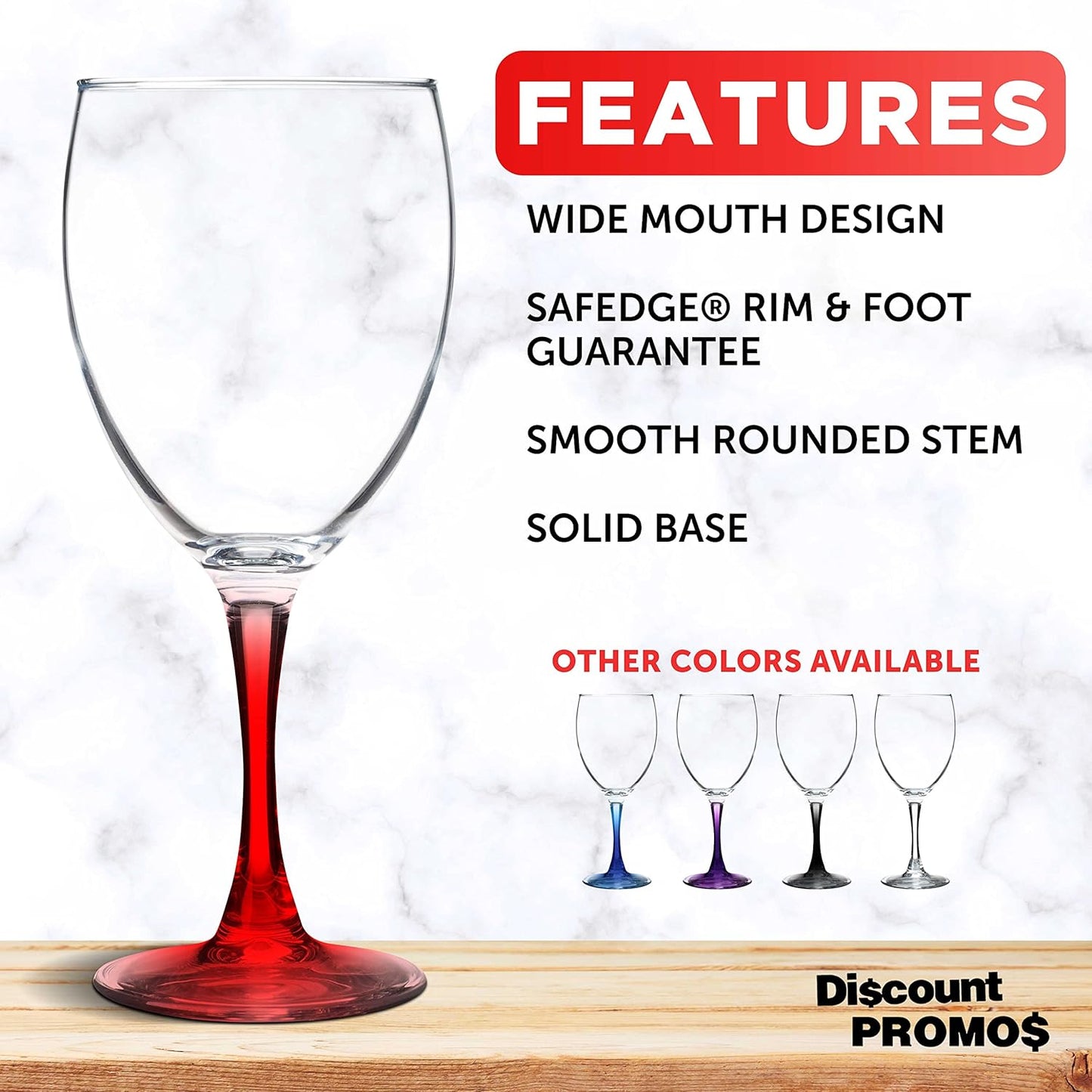 DISCOUNT PROMOS Nuance Wine Glasses by ARC 10.5 oz. Set of 10, Bulk Pack - Restaurant Glassware, Perfect for Red Wine, White Wine, Cocktails - Red