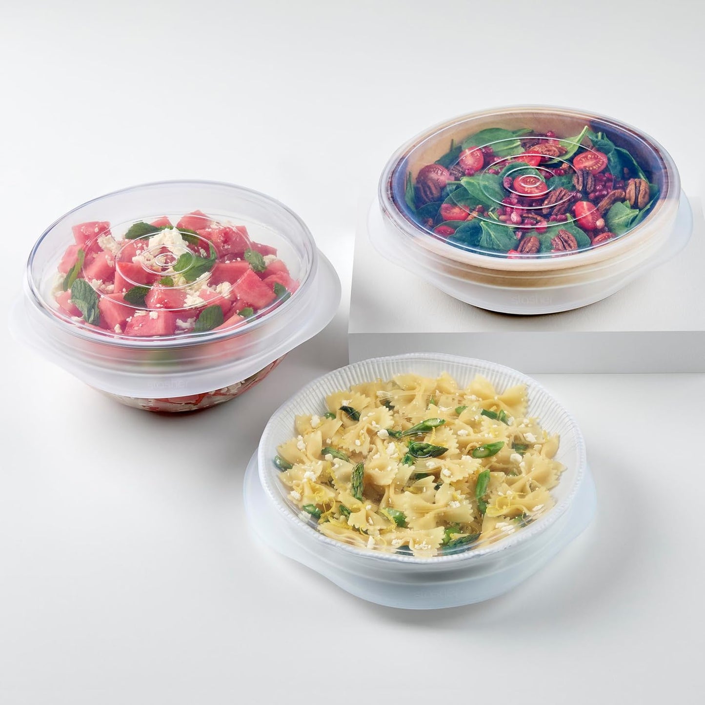 Stasher Premium Reusable Silicone Stretch Lids 3-Pack Box - Large, Clear, 9” Lids, Airtight Seal, Food Container Covers, BPA Free, Leak-free, Dishwasher Safe, Microwave Safe, Eco-Friendly