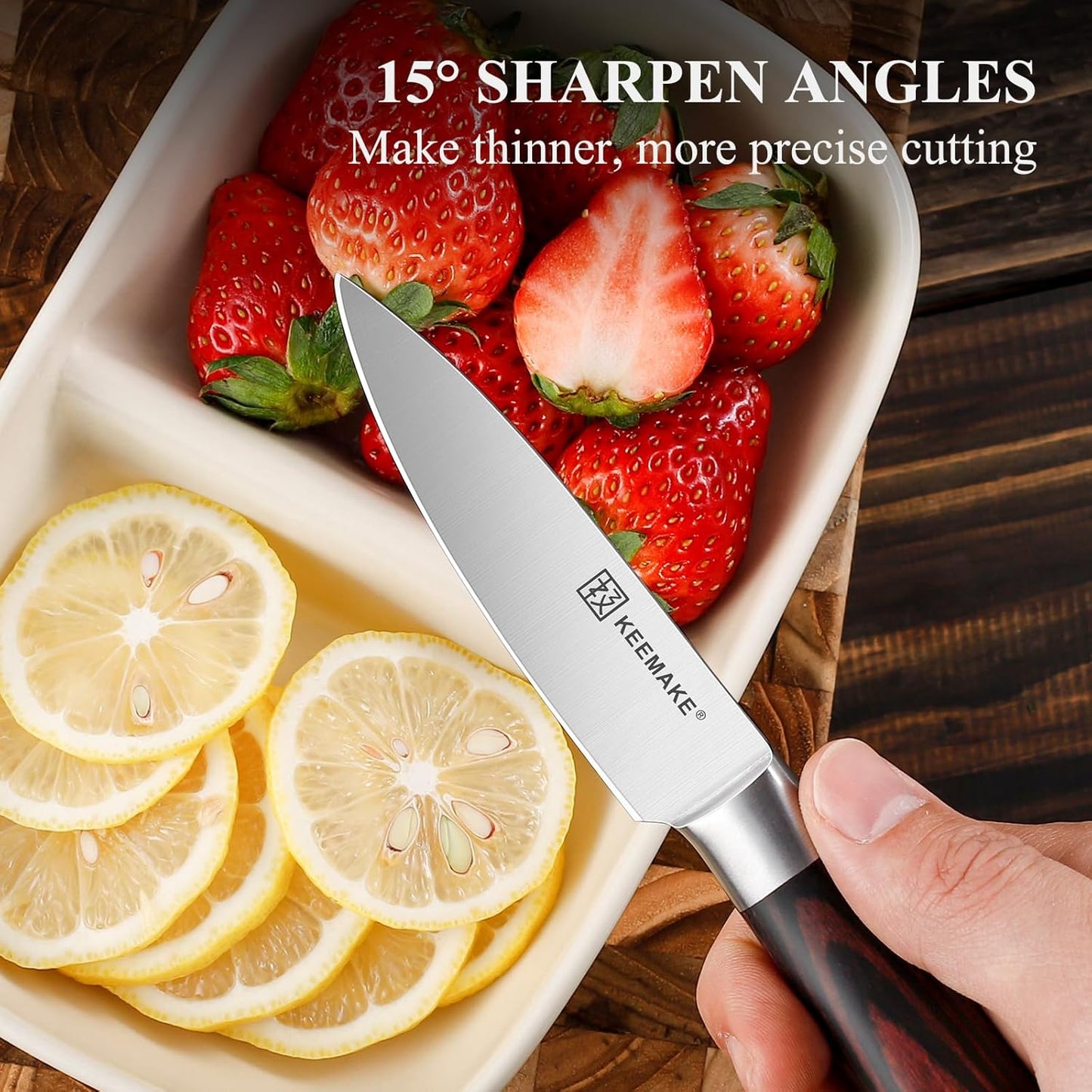 KEEMAKE 3.5 inch Paring Knife 3.5 Inch, Fruit Knife German High Carbon Stainless Steel Blade, Pakkawood Handle Small Kitchen Knife with Gift Box