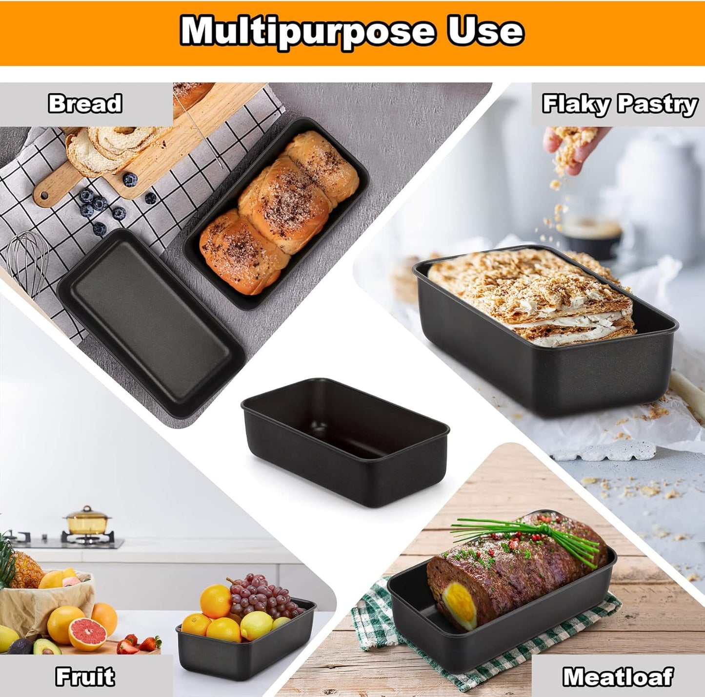 LIANYU 6 Pack Nonstick Loaf Bread Pan for Baking, 9x5In Bread Loaf Baking Pan, Stainless Steel Meatloaf Pan Tin for Homemade, Dishwasher Safe