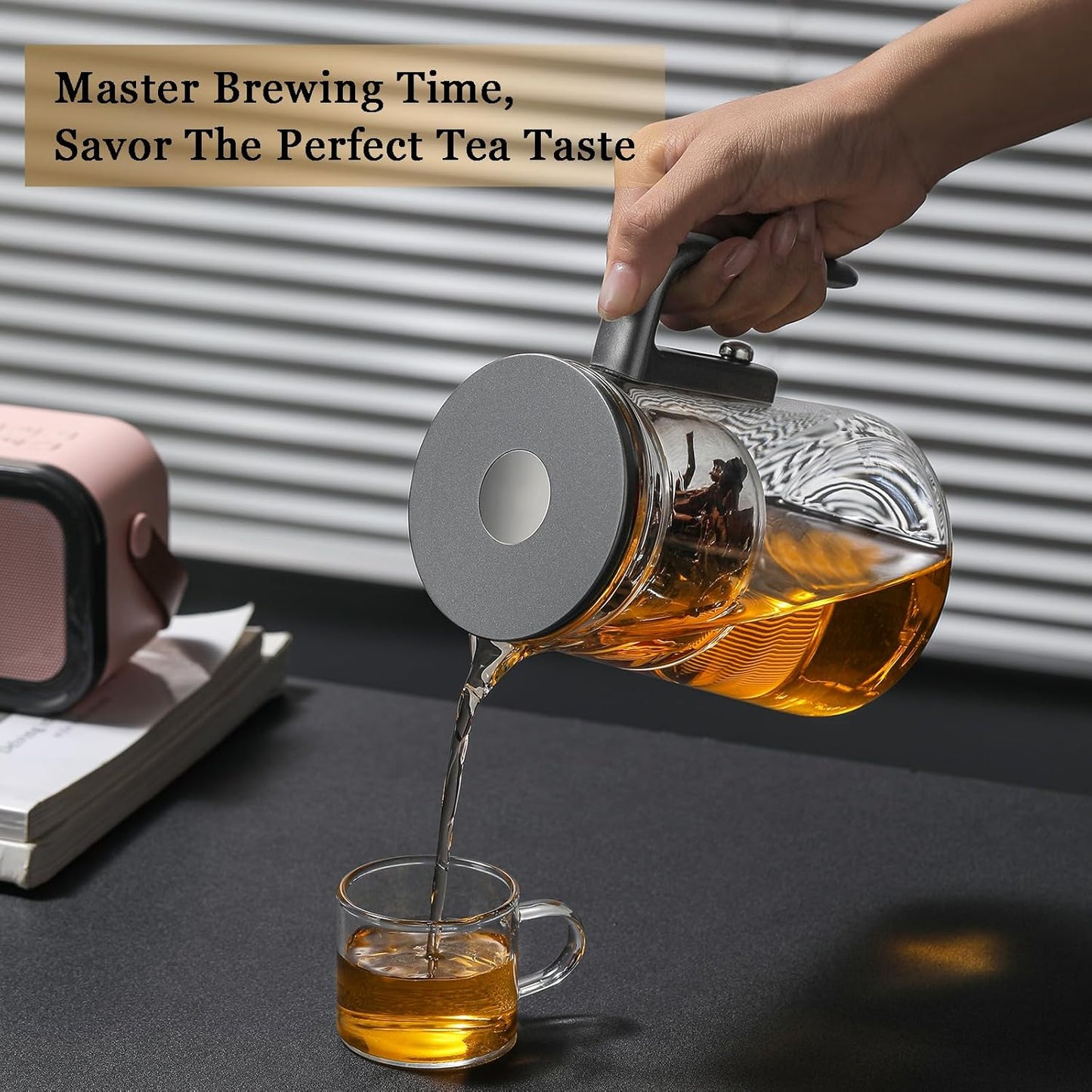 Enchanti Tea Pot - 800ml/27.1oz Witchcraft Magic Glass Teapot, Magnetic Water Separation Design, Borosilicate Infuser Pot with Strainer for Loose Leaf & Herbal Teas, Ideal for Tea Maker