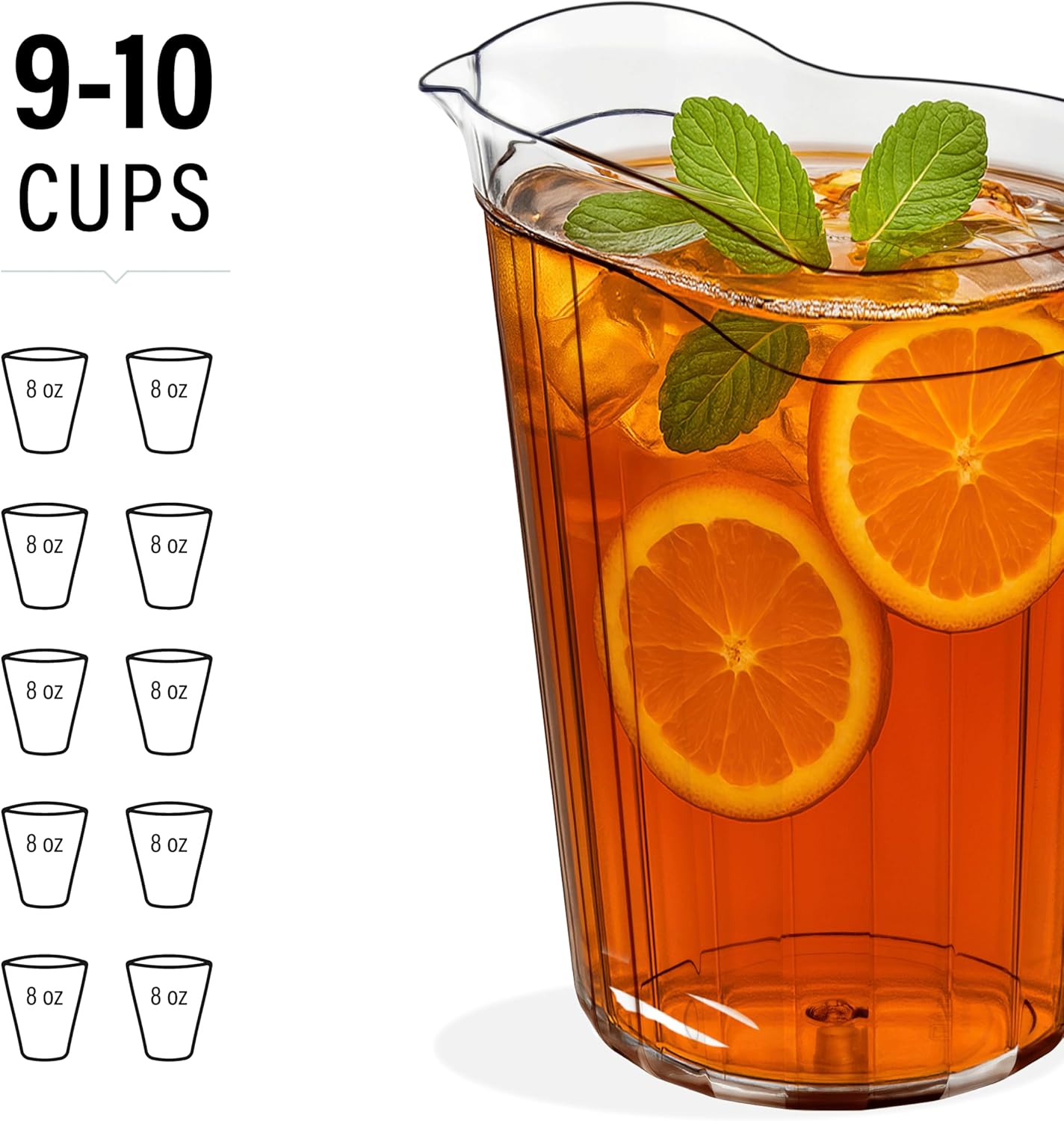 DecorRack 6 Pack - 75 oz Polycarbonate Plastic Pitcher Beverage Dispenser with Pour Spout Shatterproof Catering and Restaurant Serveware for Cold Drinks, Water, Lemonade, Beer, and Sangria (6 Pack)