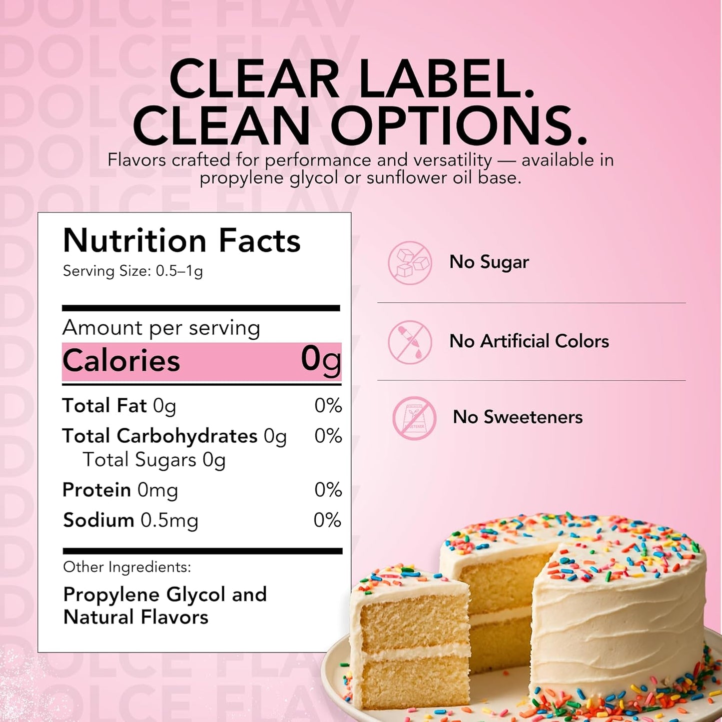 Dolce Flav Natural Cake Batter Extract – 2 Ounce Water-Soluble Kosher, Sugar-Free, Concentrated Birthday Cake Flavor for Frosting, Cupcakes & Ice Cream, Includes Measured Dropper