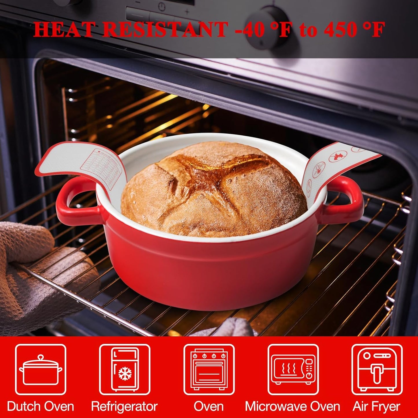 Silicone Bread Sling for Dutch Oven Baking Mat With Extra Long Handles Sourdough Bread Baking Supplies Non-Stick Silicone Mat Reusable Heat Resistant Food Grade Cooking Sheets Liners 2 PCS