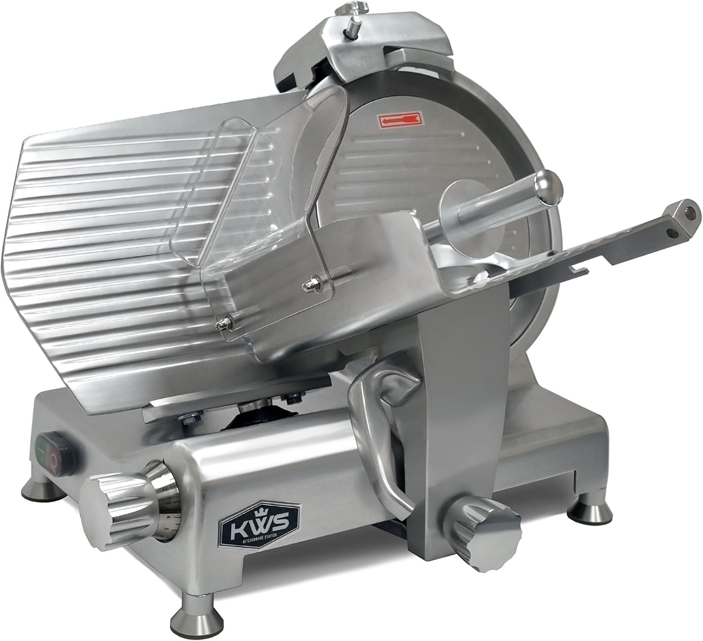 KWS Metal Collection 420W 12 Inch Commercial Meat Slicer MS-12DS Anodized Aluminum Base with Stainless Steel Blade + Blade Removal Tool, Frozen Meat/Cheese/Food Slicer Commercial and Home Use