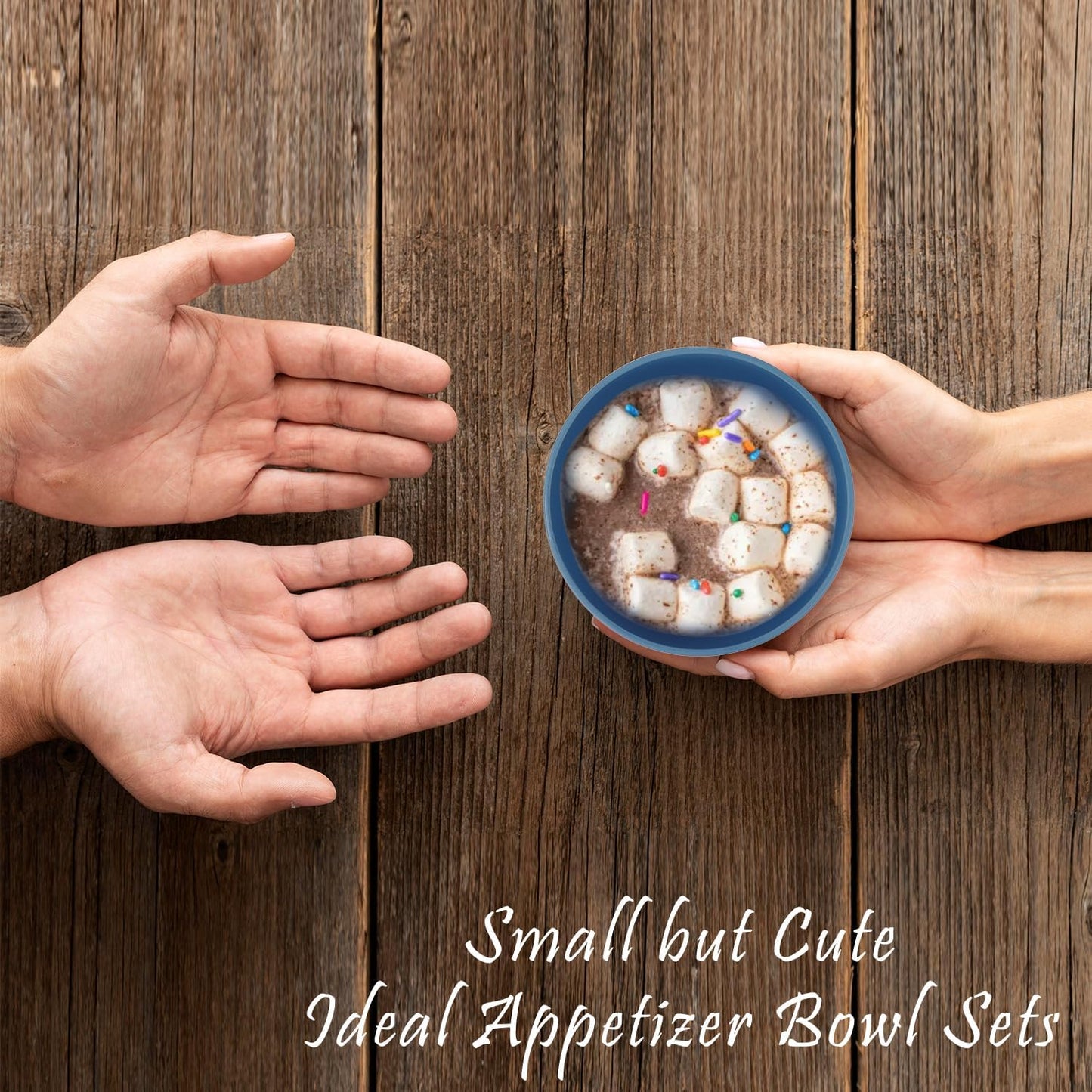 wheat straw dessert bowls 10oz set of 8 - Unbreakable snack Bowls Dishwasher Safe - Handy Bowls for Ice Cream,Yogurt and Fruits. Blue