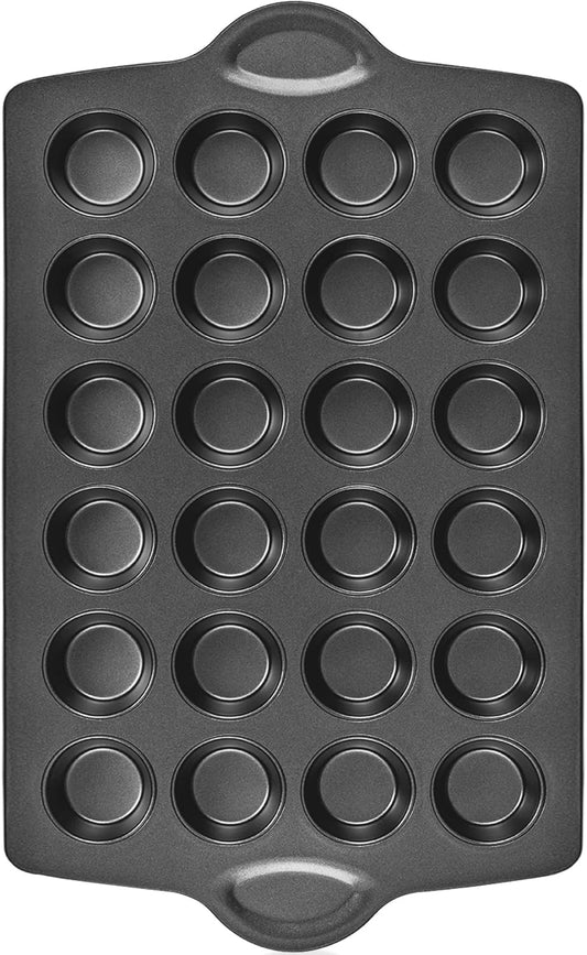HONGBAKE mini muffin pan nonstick 24, Cupcake Tin for Baking, Commercial Small Cup Cake Tray for Cheesecake, 1.8dia, Heavy-duty, Gray