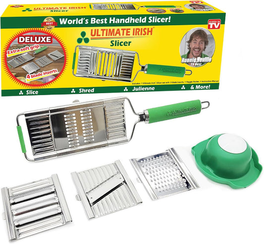 Slicer Deluxe – Amazing Veggie Slicer for Effortless Kitchen Prep Made Simple! – Use it as a Food Shredder & Grater - Multifunctional with Non-Slip Handle & Base