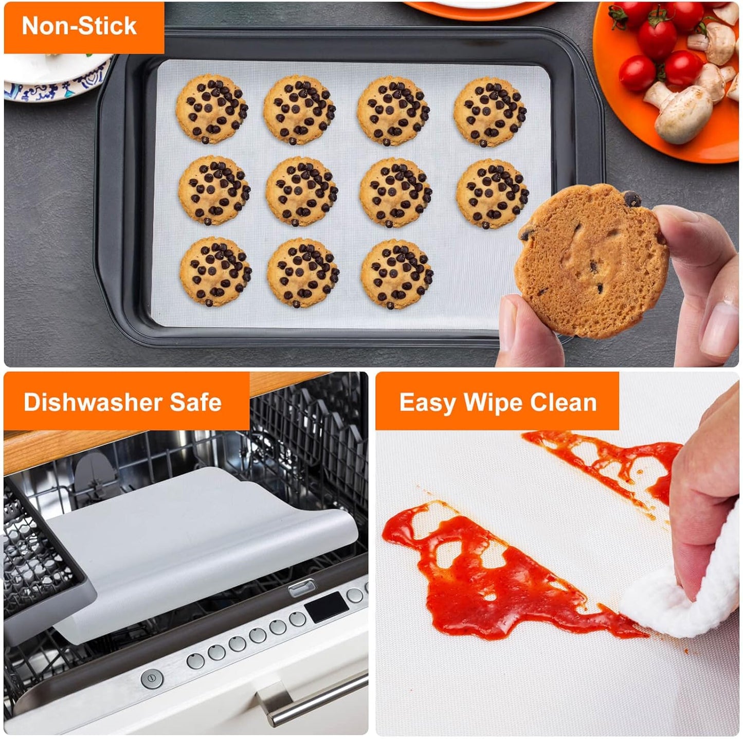 Silicone Baking Mat Roll -12IN x 10FT Non Stick Heat Resistant Food Grade Baking Mats, No Slip Reusable Freeze Dryer Mat,Pastry Mat,Countertop Protector Mat, Washable Oil-Proof Refrigerator Liners