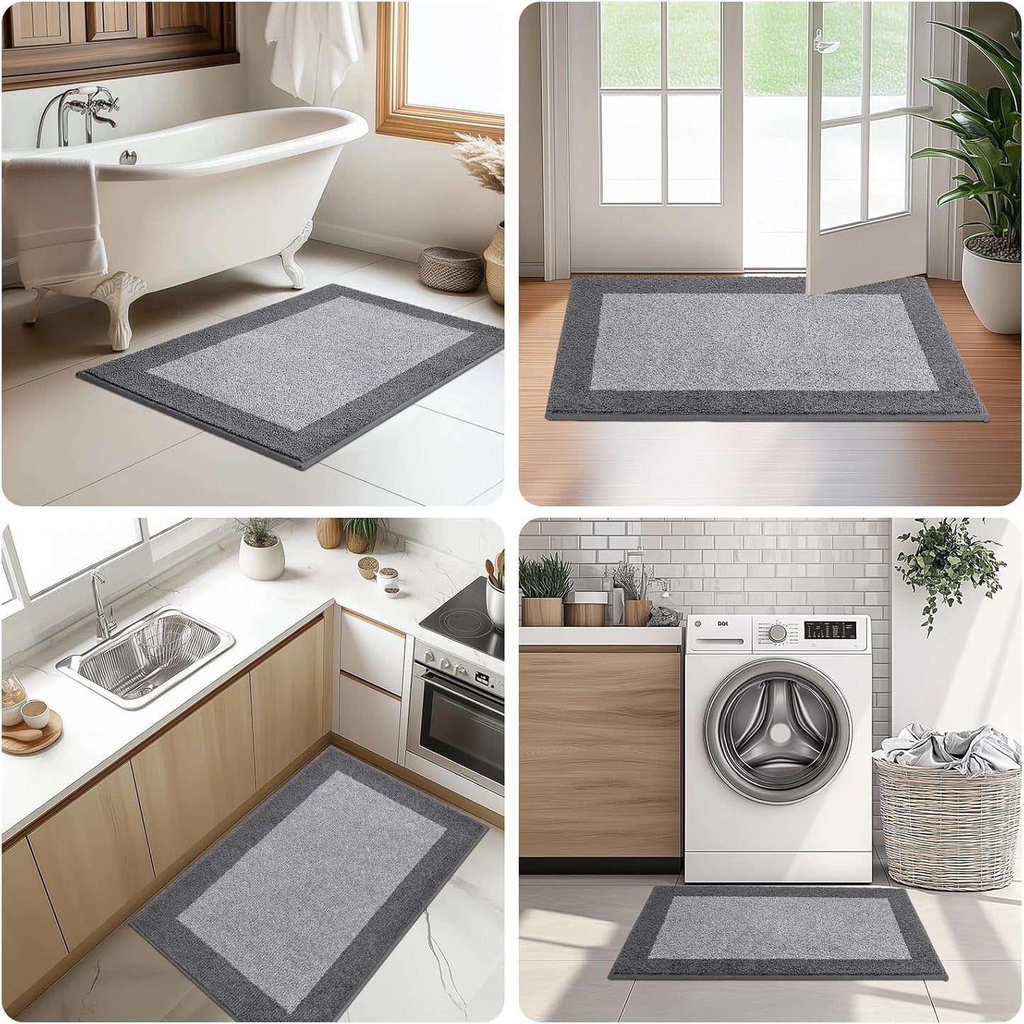 Machine Washable Kitchen Rug 32" x 84", Non Slip Kitchen Mat for Floor, Absorbent Entrance Runner Rug for Bedroom, Hallway, Bathroom, Door (Roll Packing)
