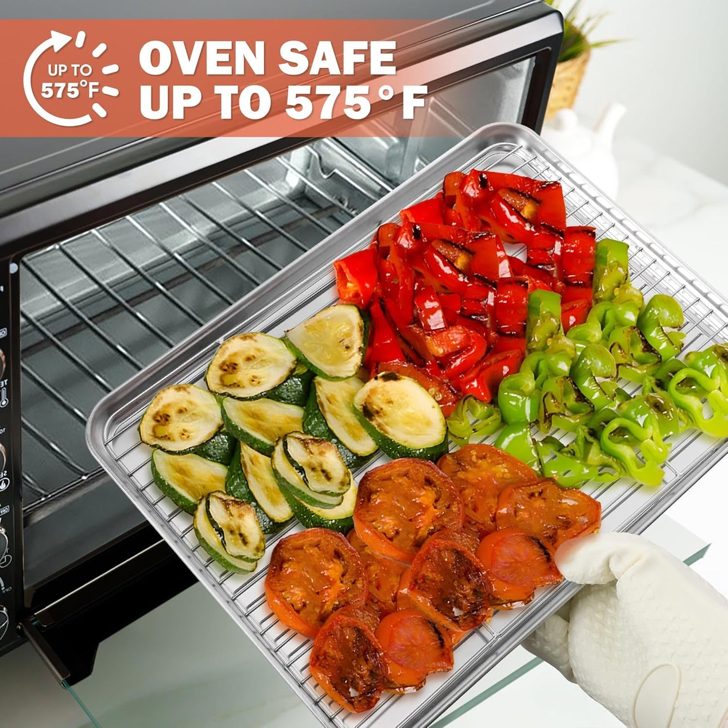 Homikit Wire Rack for Cooking, Stainless Steel Large Baking Cooling Rack for Oven Cooking Roasting Grilling Bacon Cookies, Fit Jelly Roll Sheet Pan, Dishwasher Safe,15.2”*11.2”