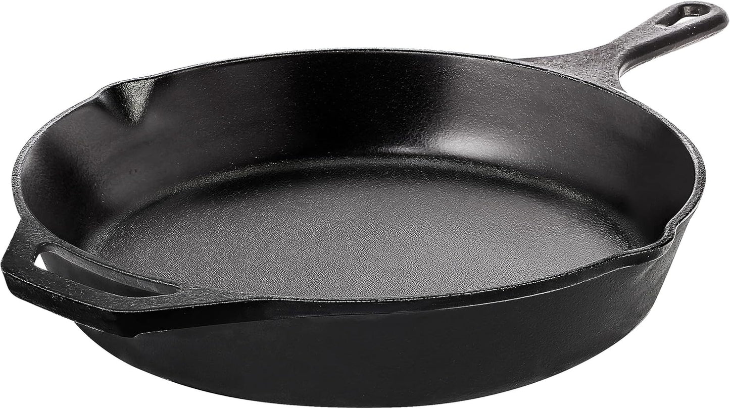 Utopia Kitchen Cast Iron Frying Pan 10.25 Inch, Cast Iron Chefs Pan, Pre Seasoned Skillet, Safe Grill Cookware for Indoor & Outdoor Use, Black