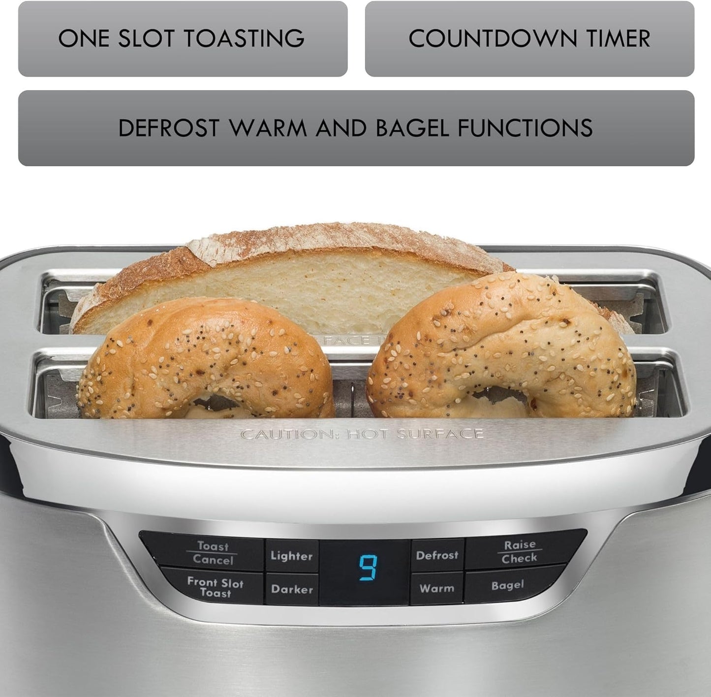 Kenmore Elite toaster 4-slice -wide slot countertop stainless steel Auto lift toasters, grill or toast bread bagel & buns, commercial easy tray clean function with compact pop up tostadora de pan