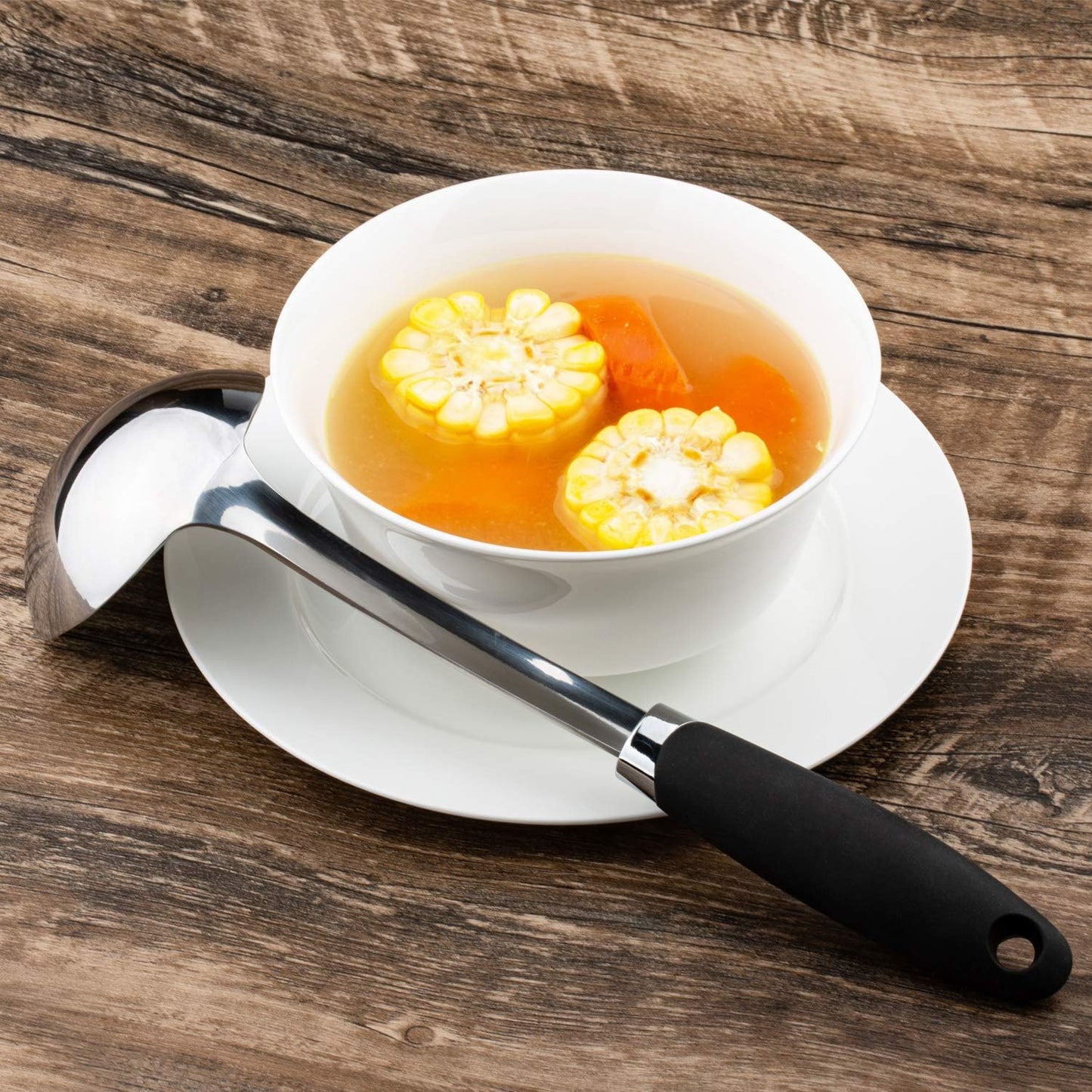 Brushed Stainless Steel Non-Slip Ergonomic Handle Ladle