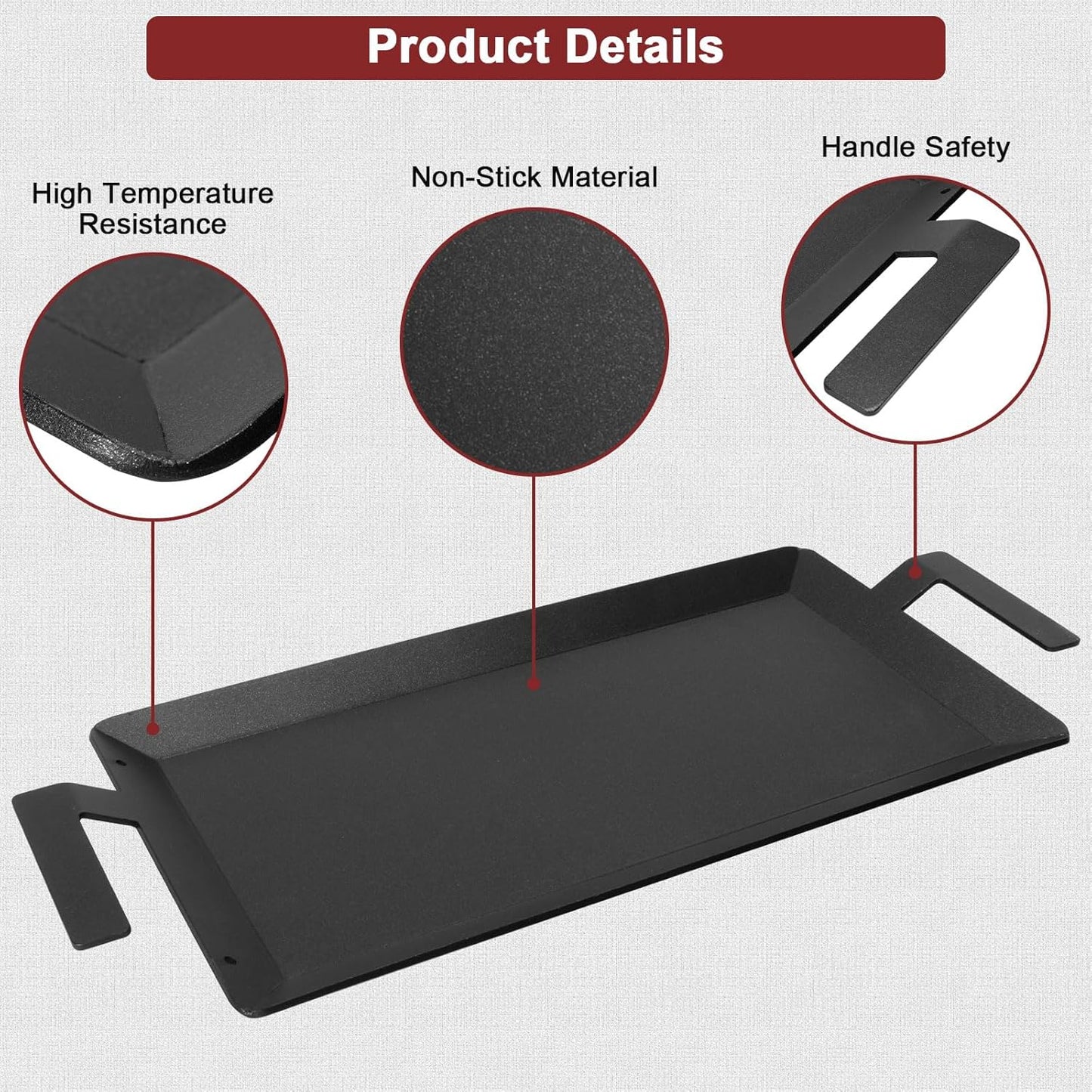 Carbon Steel Griddle - Professional Cookware Griddle Pan for Induction, Stove Top, Gas Grill, Cooktop, Electric and more, 24" x 10" NonStick Flat Top Griddle Plate Skillet, Indoor/Outdoor Use