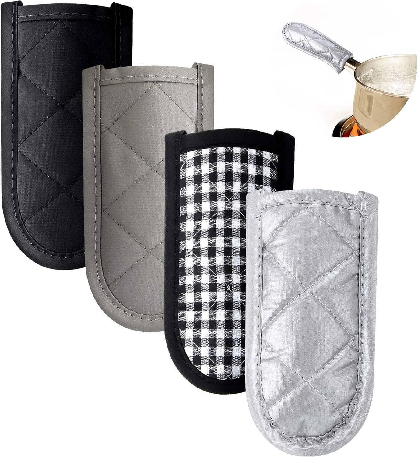 Patelai 4 Pcs Pan Handle Sleeve Covers Cast Iron Handle Cover Heat Resistant Non Slip Skillet Holder Sleeves Mitt for Kitchen Cooking Tools