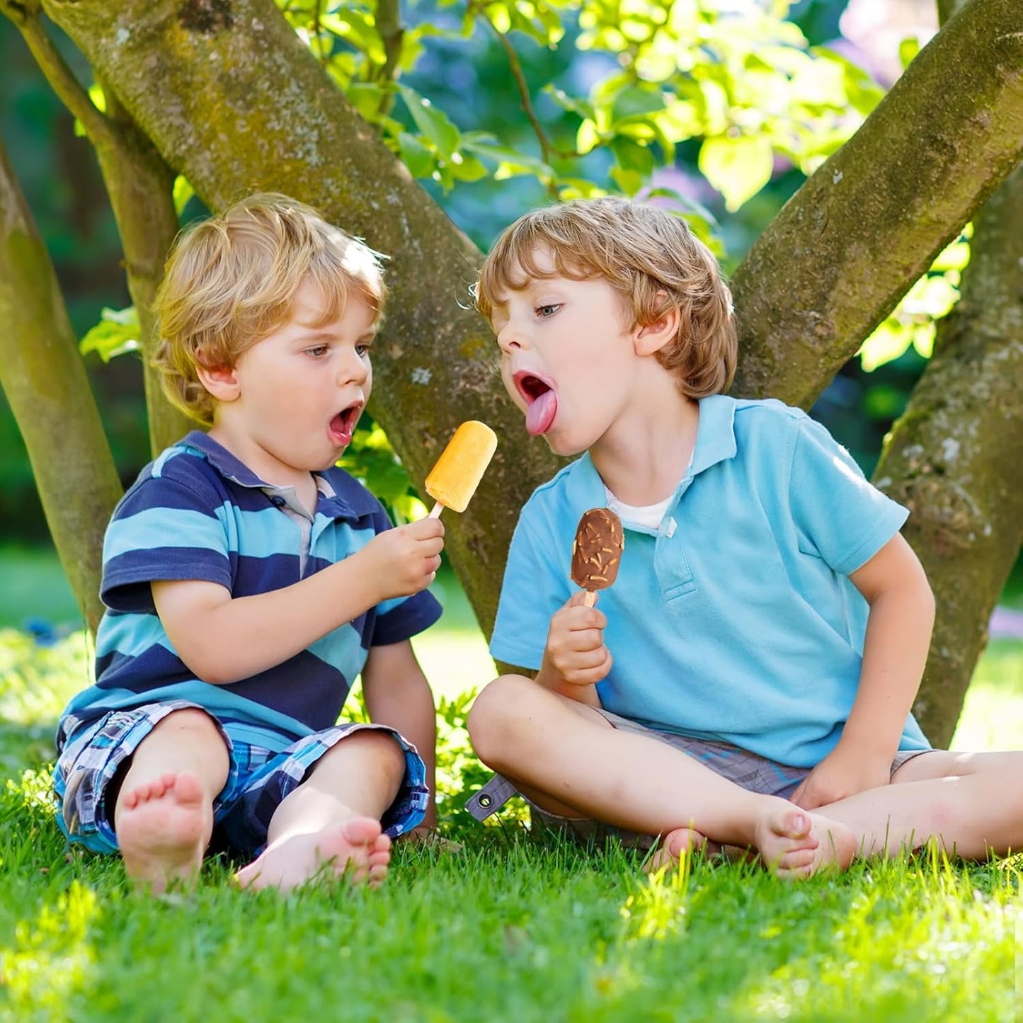 4 Set Silicone Popsicle Molds 4 Cavities Ice Cream Oval Cake Molds with 200 Sticks, Reusable Ice Pop & Cakesicle Mould forKids, DIY Frozen Treats, Summer Snacks, Parties Favors, Easy Release