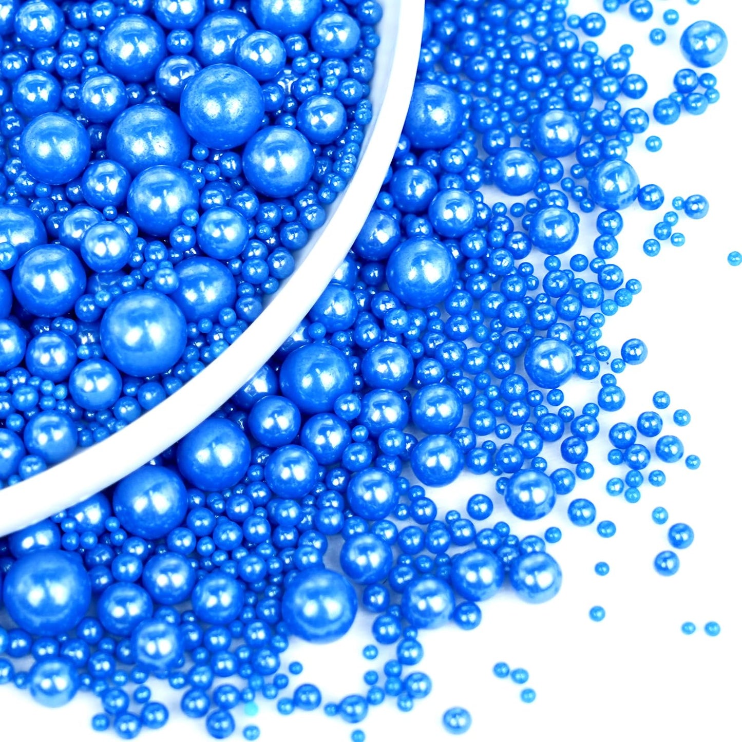 Edible Navy Blue Pearl Sugar Sprinkles, 130g/4.58oz, Blue Pearls Sprinkles for Cake Decorating, Cupcake Toppers, Cake Decorations