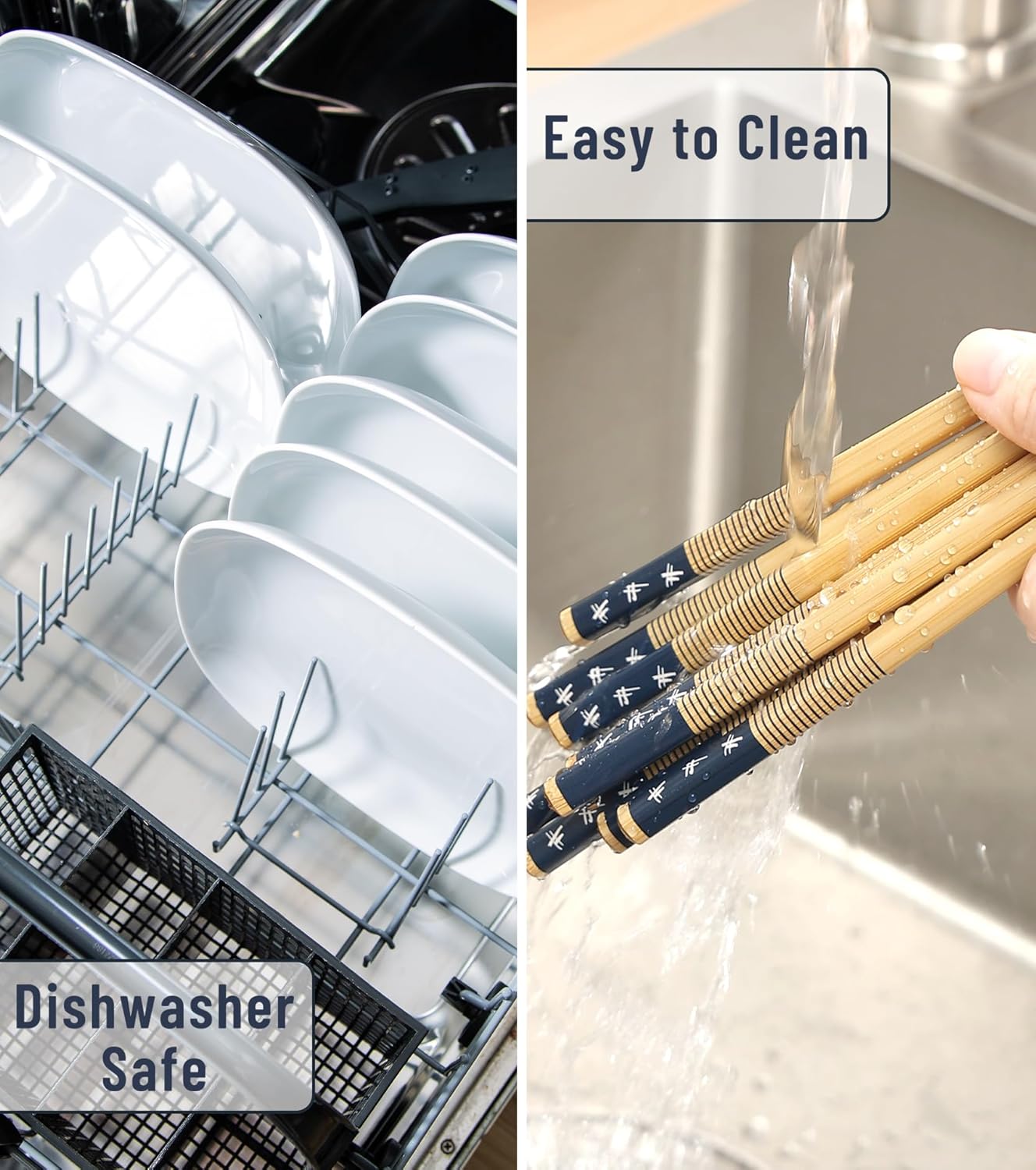 100 Pairs Bamboo Chopsticks Reusable | Dishwasher Safe | Durable | Separated | Bulk | Non slip | - （9.45in）